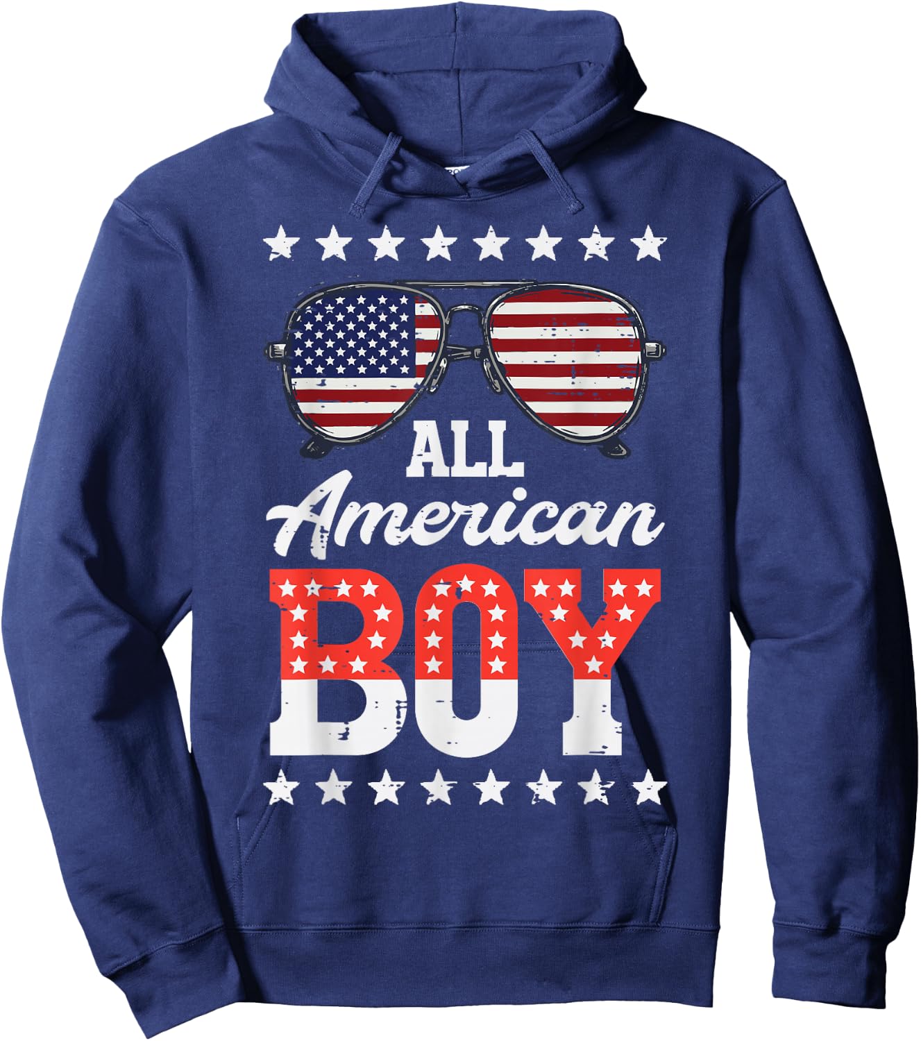 All American Boy USA Sunglasses 4th of July Boys Kids Men Hoodie - Hoodie | Navy