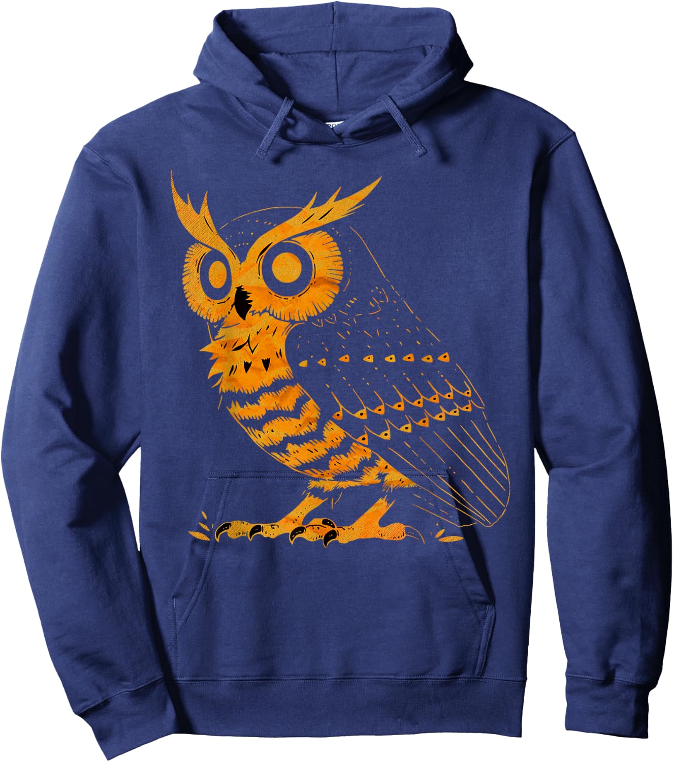 Cute Retro Aesthetic Orange Bird Head Nocturnal Owl Lover Hoodie - Hoodie | Navy