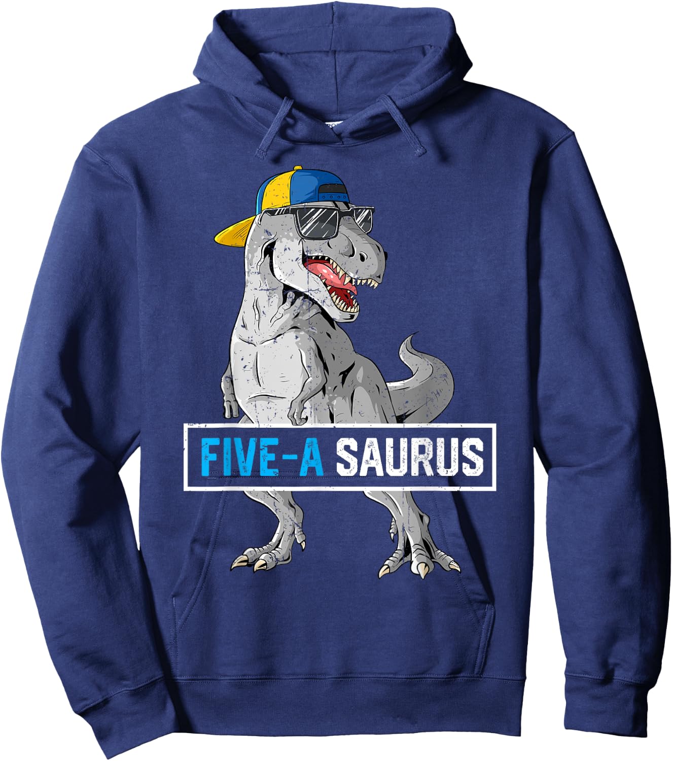 5 Years Old Dinosaur 5th Birthday T Rex Dino Five Saurus Hoodie - Hoodie | Navy