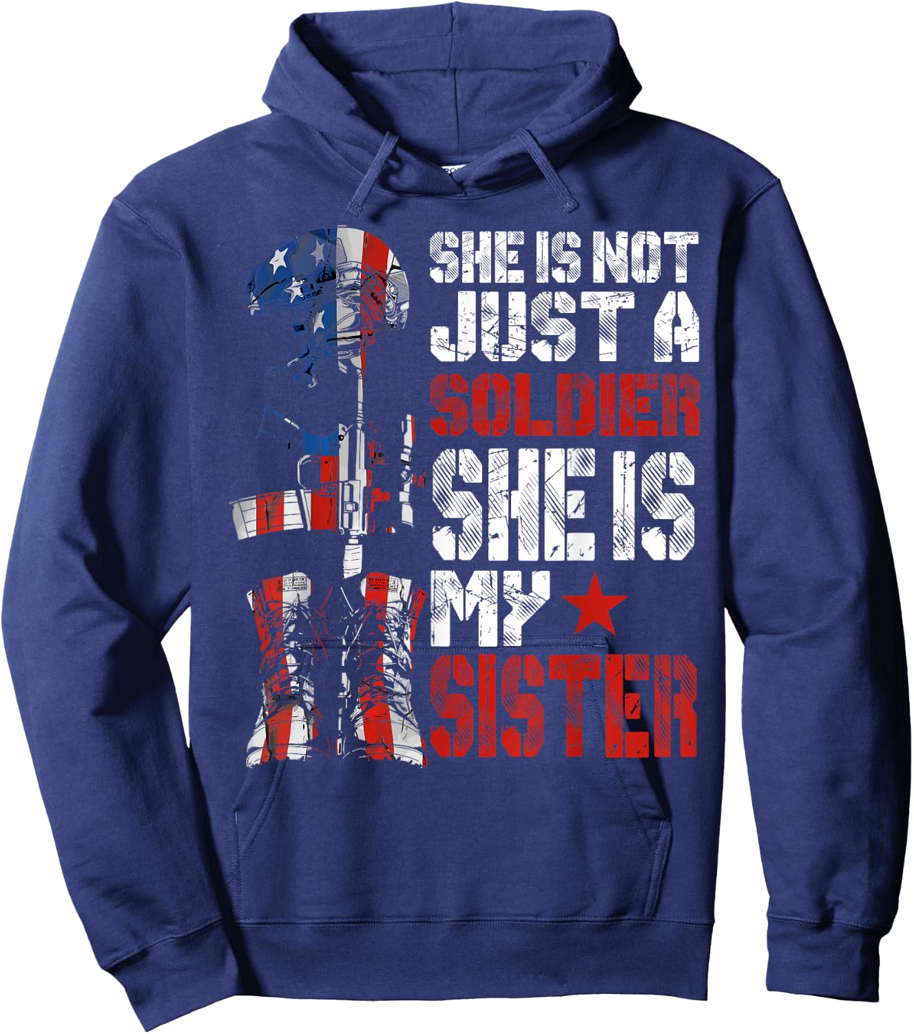 Soldier Sister Proud Army Brother Military Family US Hoodie - Hoodie | Navy