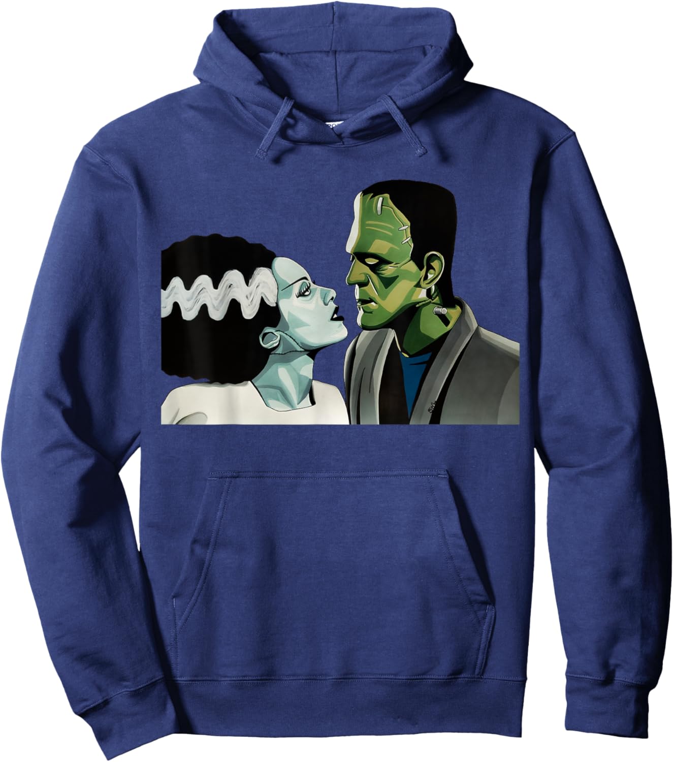 Frankenstein Monster & Bride Halloween Romantic Kiss Scene Hoodie - Hoodie | Navy