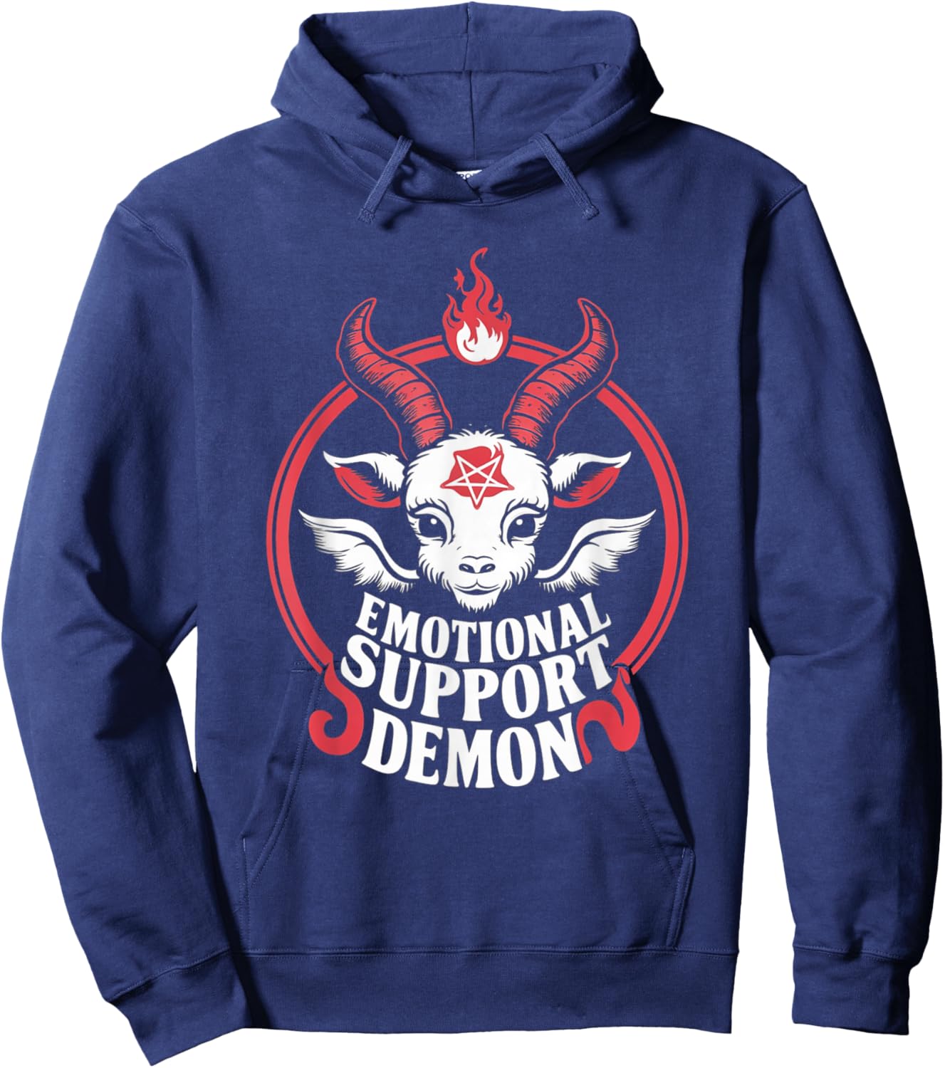 Funny Emotional Support Demon Kawaii Baphomet Goth Hoodie - Hoodie | Navy