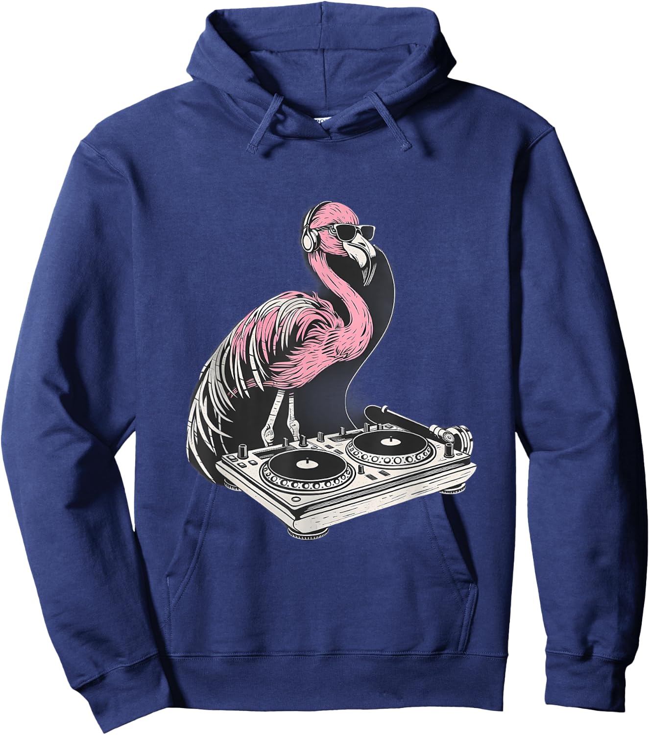 DJ Flamingo Bird Turntable DJ Flamingo Dance Music Techno Hoodie - Hoodie | Navy