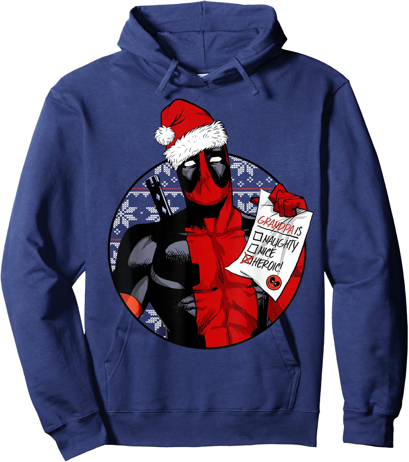Marvel Deadpool List Grandpa Is Heroic Christmas Hoodie - Hoodie | Navy