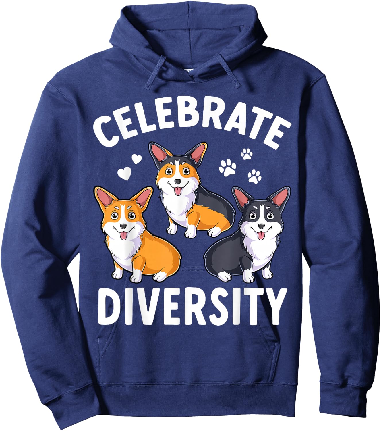 Corgi Funny Dog Lover Pembroke Welsh Celebrate Diversity Hoodie - Hoodie | Navy
