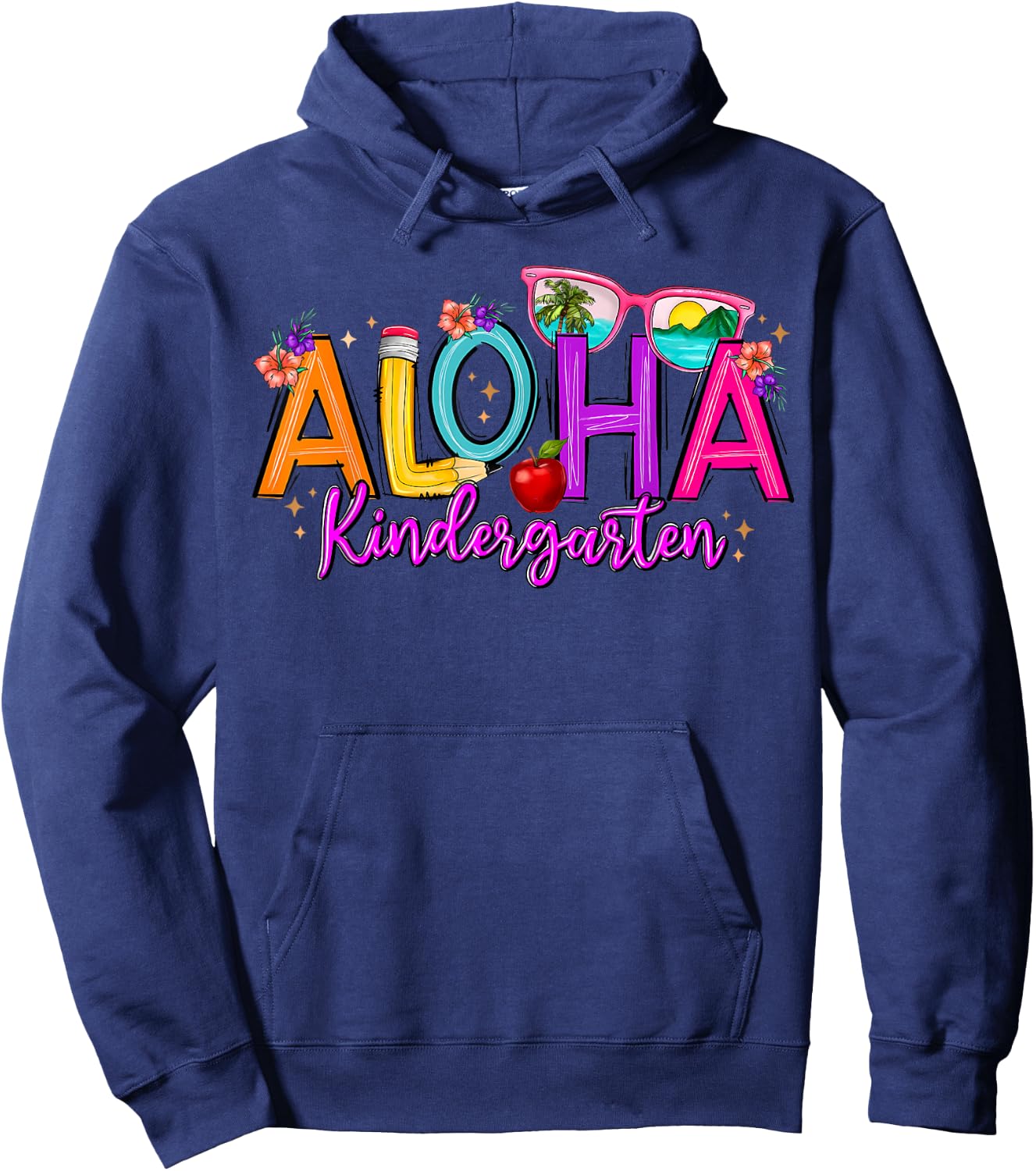 Aloha Kindergarten Summer Beach Vacation Teacher School Hoodie - Hoodie | Navy