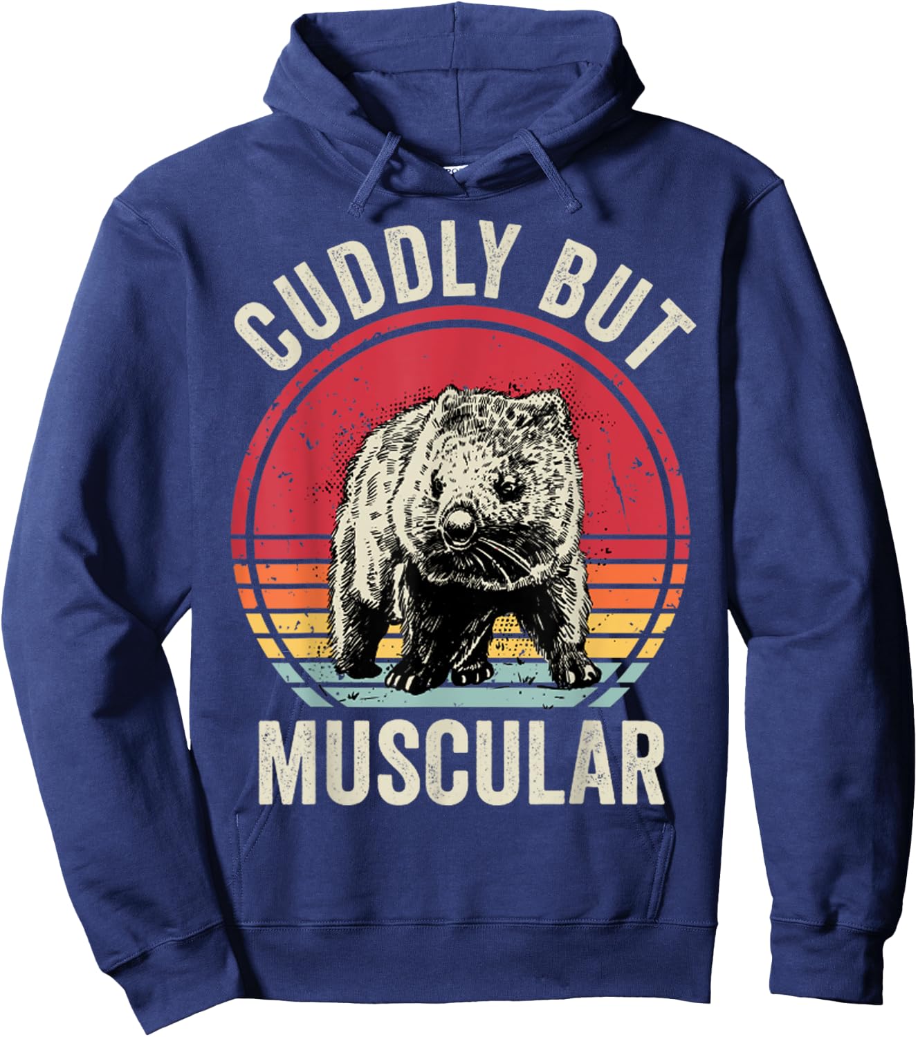 Wombat Retro Cuddly But Muscular Funny Wombat Hoodie - Hoodie | Navy