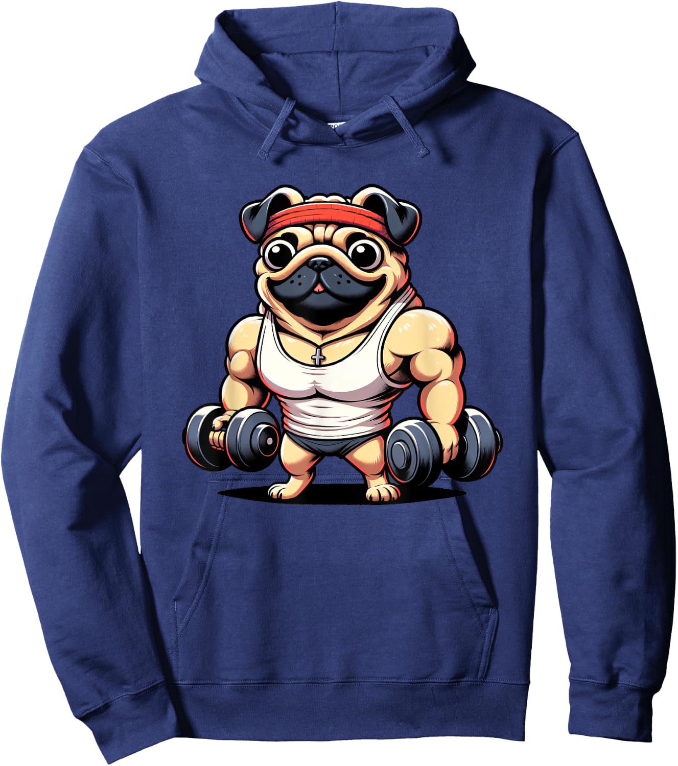 Pug Lifting Weights Dog Women Girls Kids Hoodie - Hoodie | Navy