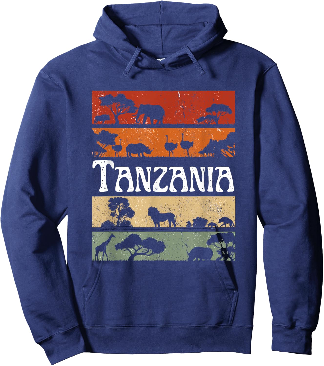 Retro Africa Tanzania Safari Travel Tanzania Tour Hoodie - Hoodie | Navy