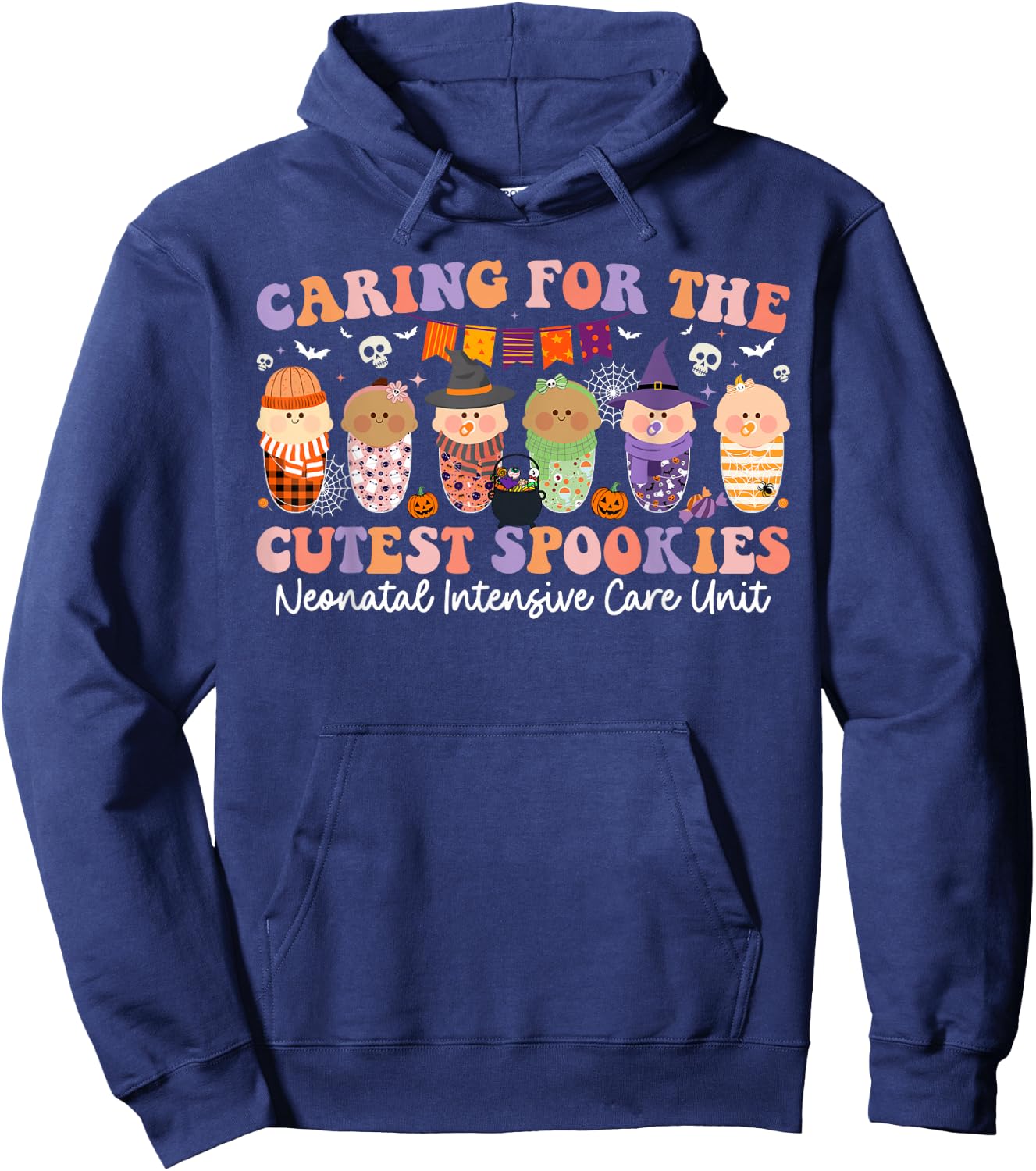Caring For The Cutest Little Spookies NICU Nurse Halloween Hoodie - Hoodie | Navy