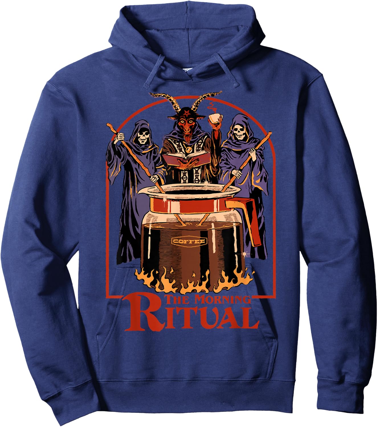 Halloween Satan Skeleton The Morning Ritual Coffee Lovers Hoodie - Hoodie | Navy