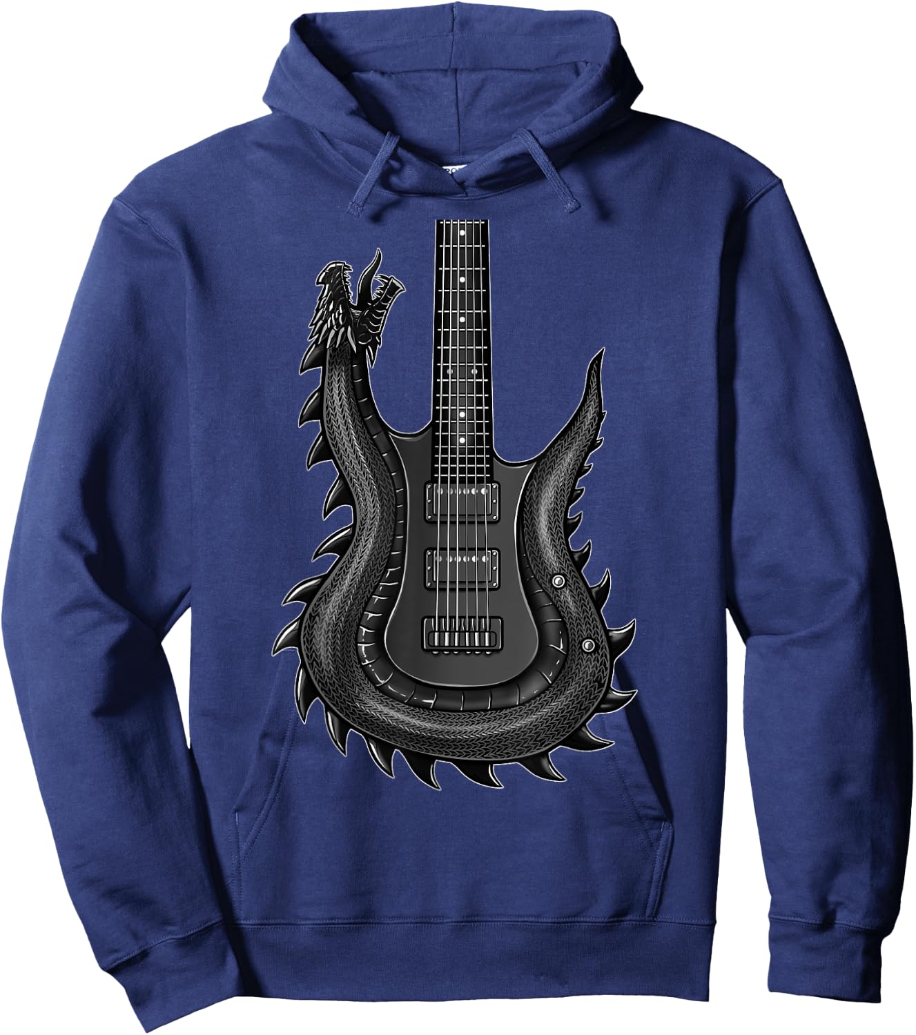 Cool Dragon Guitar Shirt Concert Band Rock And Roll Hoodie - Hoodie | Navy