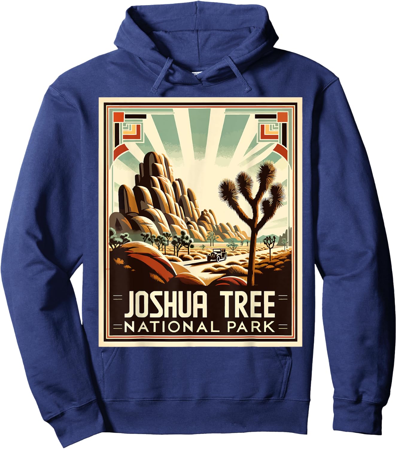 Joshua Tree National Park Vintage Hiking Camping Outdoor Hoodie - Hoodie | Navy