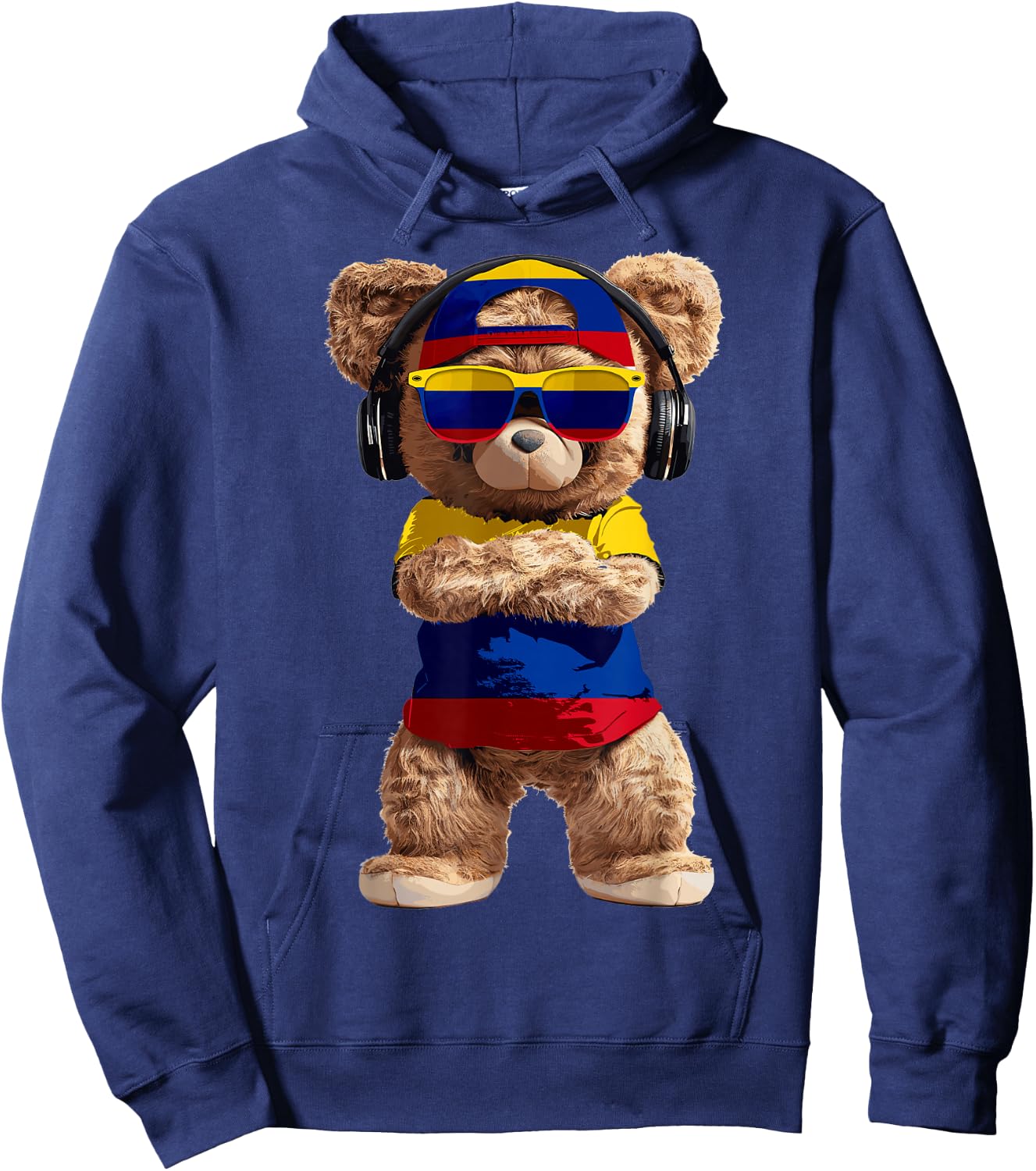 Colombia Flag Souvenirs Bear Outfit Products Colombian Hoodie - Hoodie | Navy
