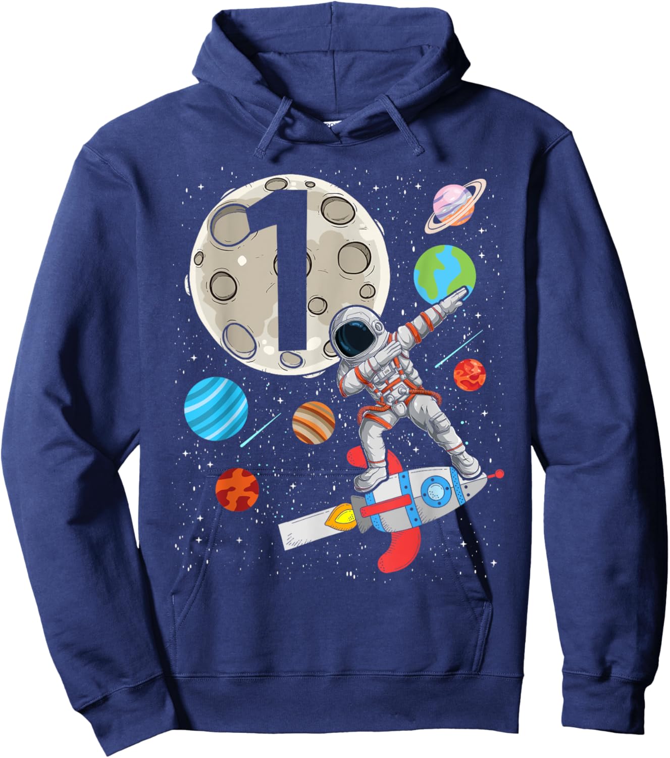 1 Years Old Birthday Boy Astronaut 1st Birthday Hoodie - Hoodie | Navy