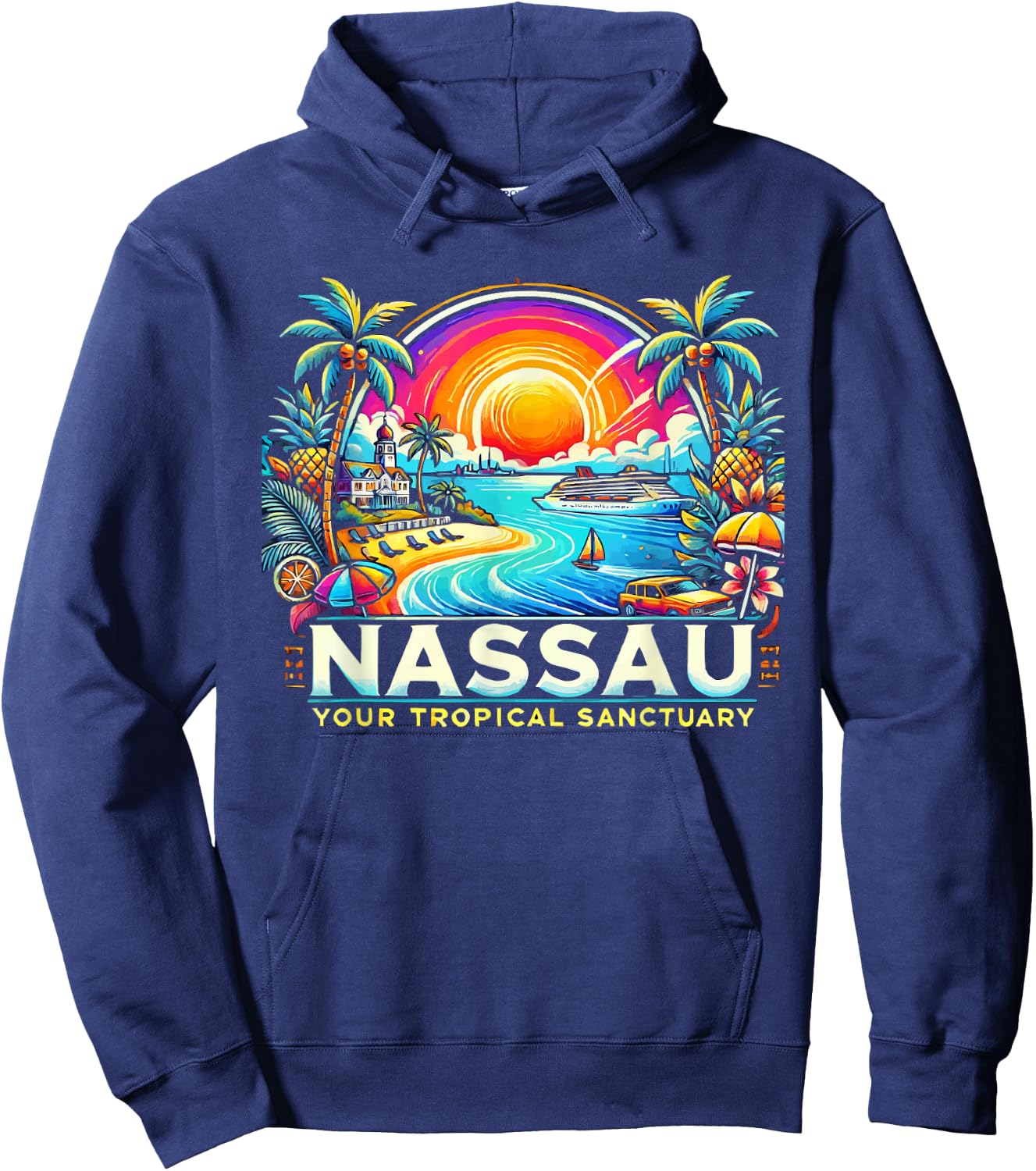 Nassau Bahamas Travel Vacation Beach I Love Nassau Hoodie - Hoodie | Navy
