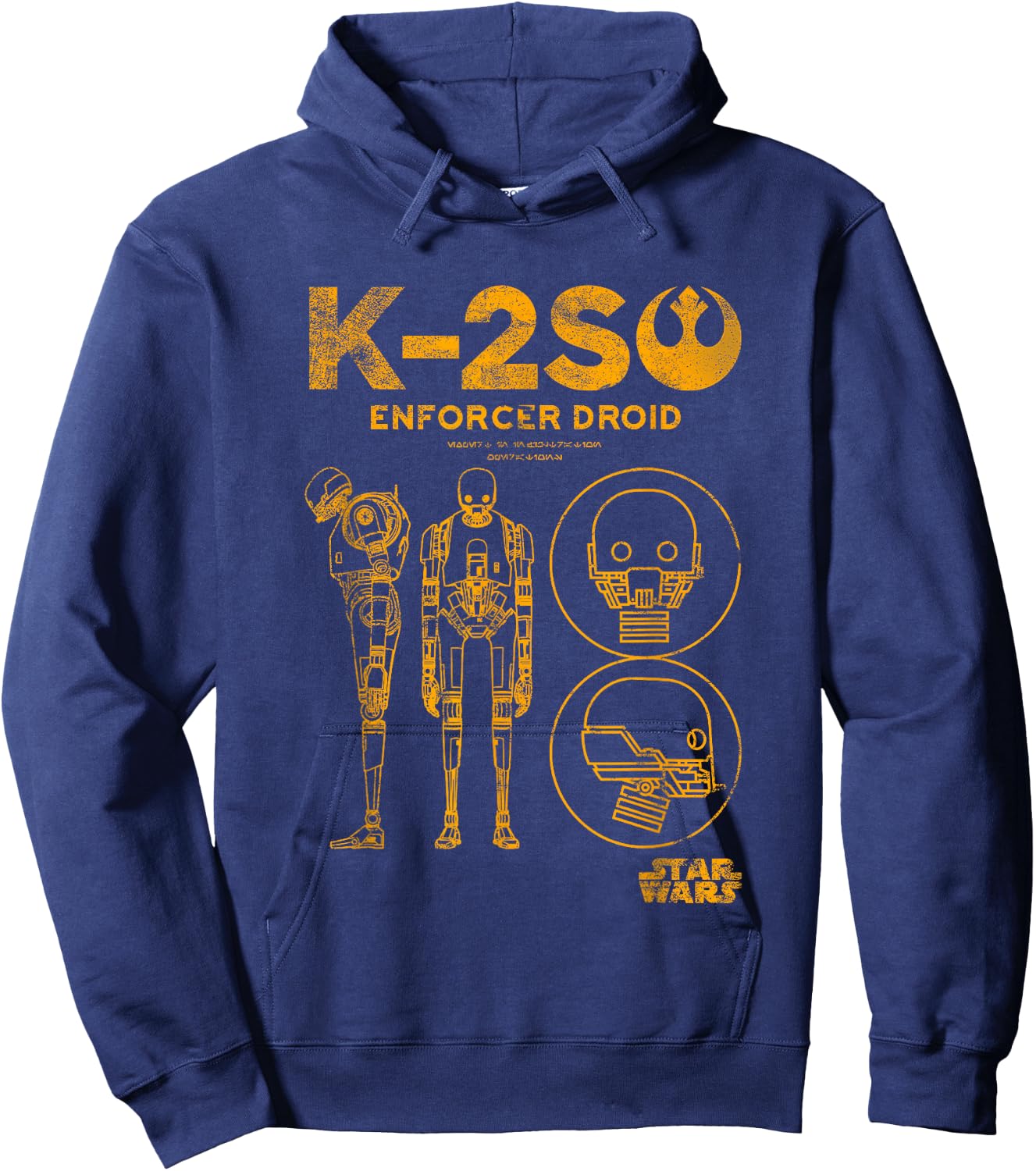 Star Wars Rogue One K-2SO Enforcer Droid Retro Chest Poster Hoodie - Hoodie | Navy