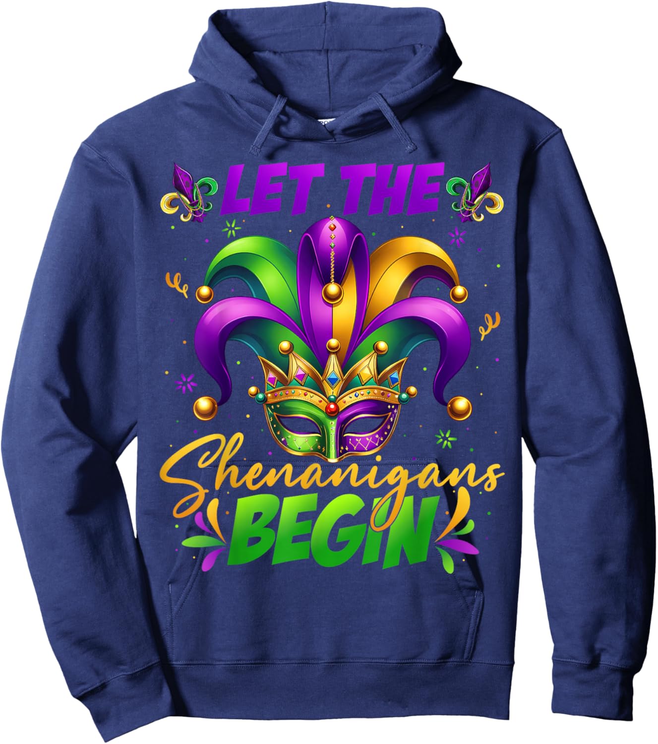 Let The Shenanigans Begin Masked Mardi Gras Kids Men Women Hoodie - Hoodie | Navy