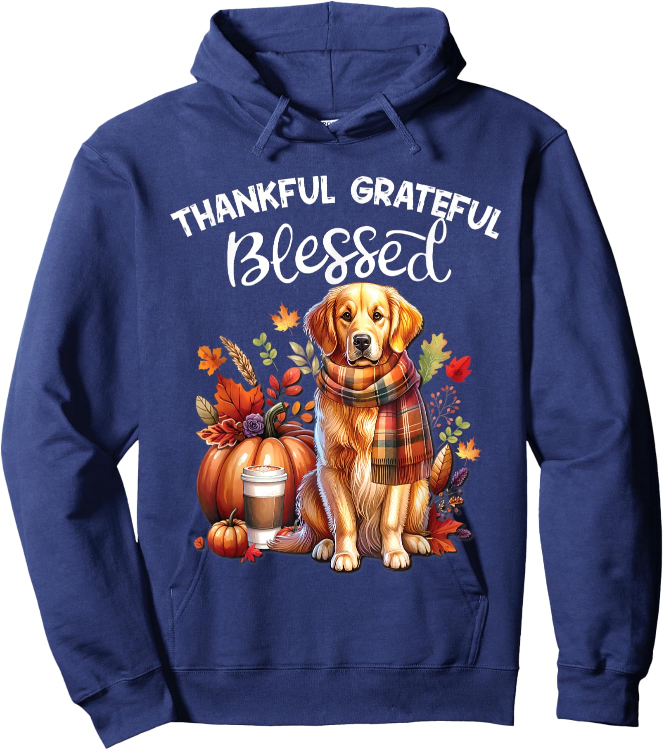 Golden Retriever Dog pumpkin spice Happy Fall Yall autumn Hoodie - Hoodie | Navy