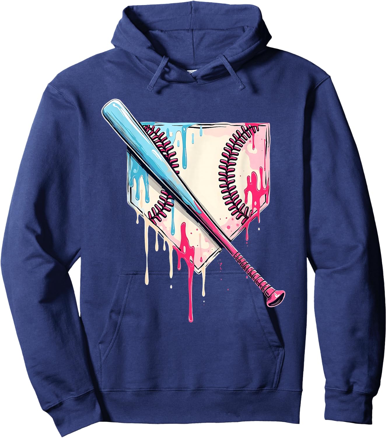 Cool Sport Baseball Home Plate Drip With Sprinkles Drip Hoodie - Hoodie | Navy