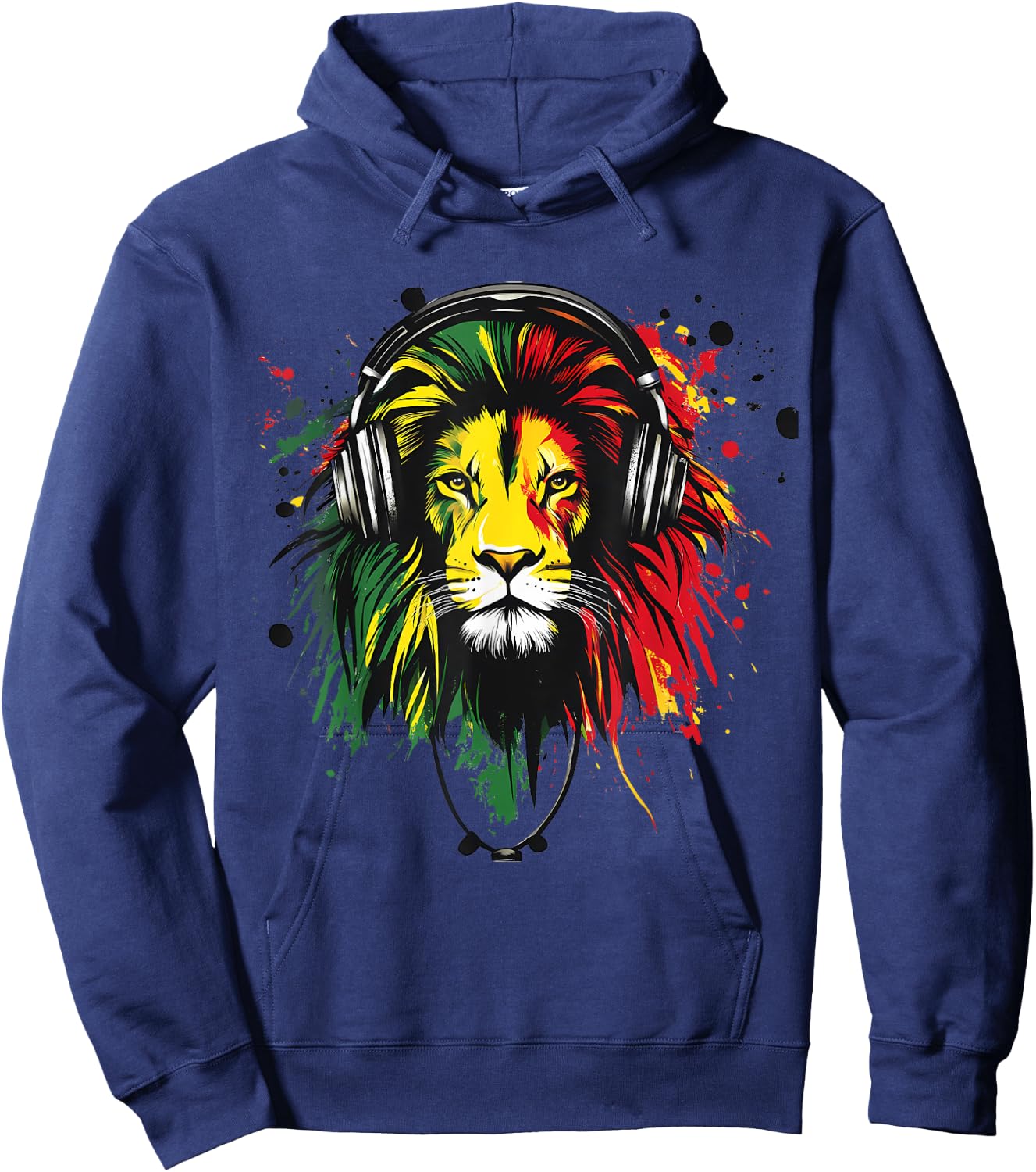 Rasta Reggae Music DJ Lion Of Judah Rastafarian Roots Hoodie - Hoodie | Navy