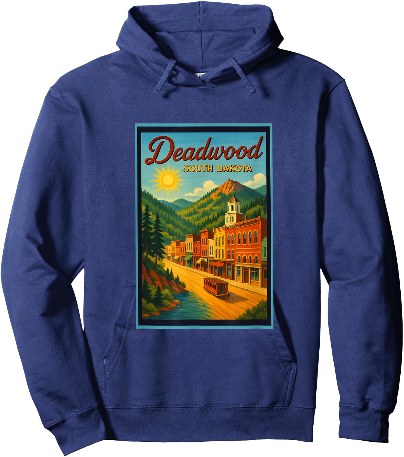 Retro Vintage Deadwood South Dakota SD Poster Art Graphic Hoodie - Hoodie | Navy