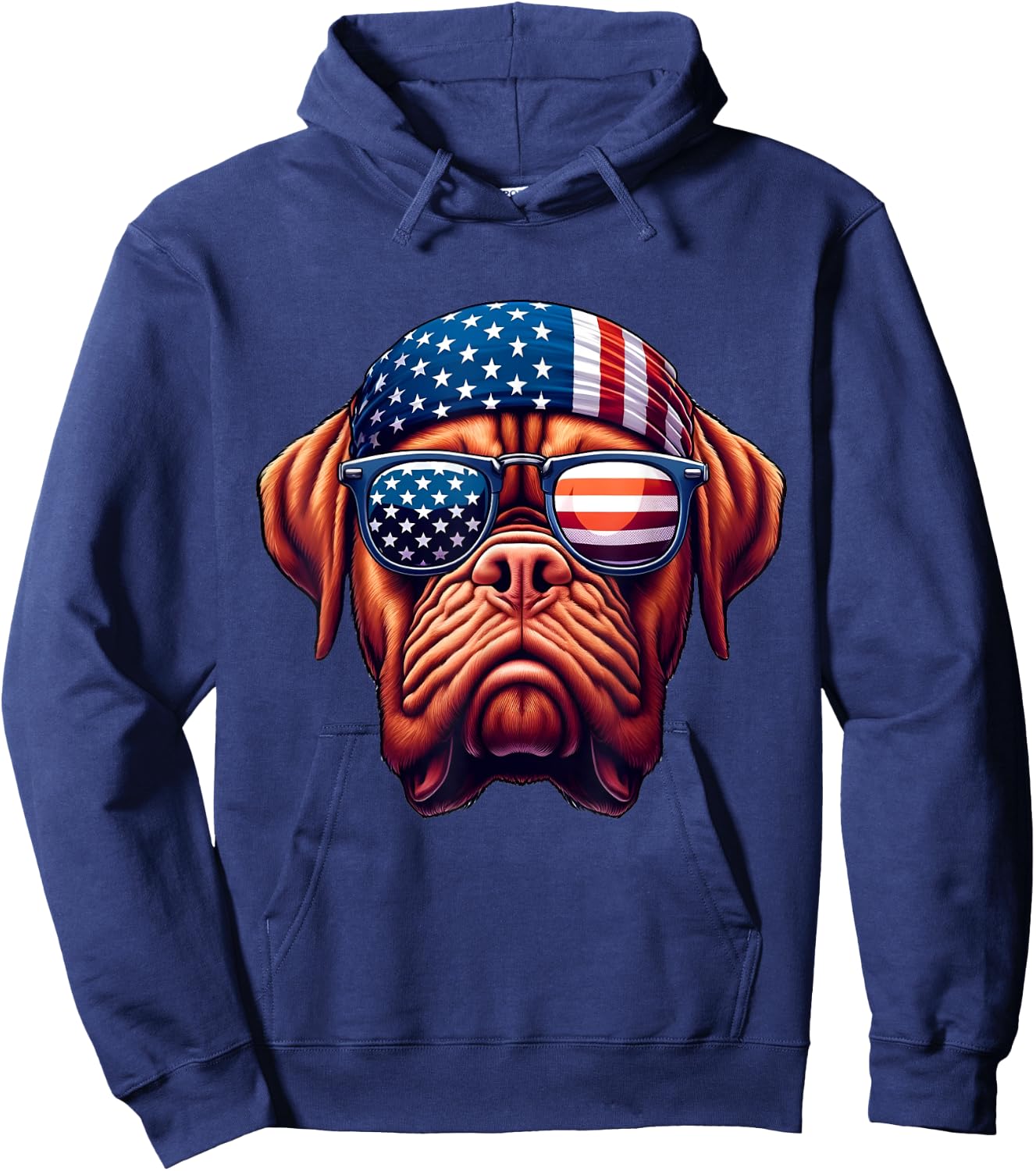 Patriotic Dogue de Bordeaux Dog US Flag Independence Day Hoodie - Hoodie | Navy