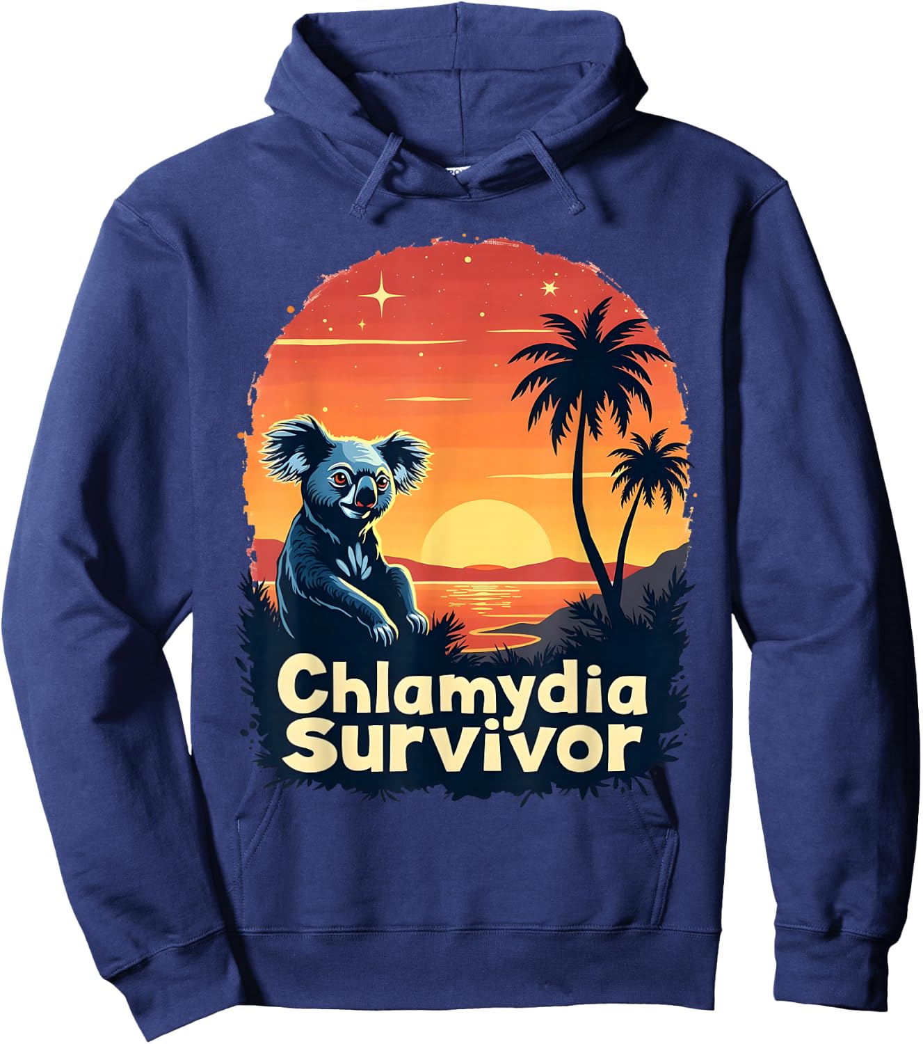 Chlamydia Survivor Funny Adult Joke Retro Vintage Koala Men Hoodie - Hoodie | Navy