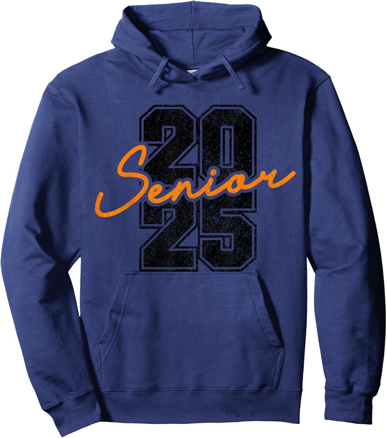 Class of 2025 Senior High School College Grad Retro Orange Hoodie - Hoodie | Navy