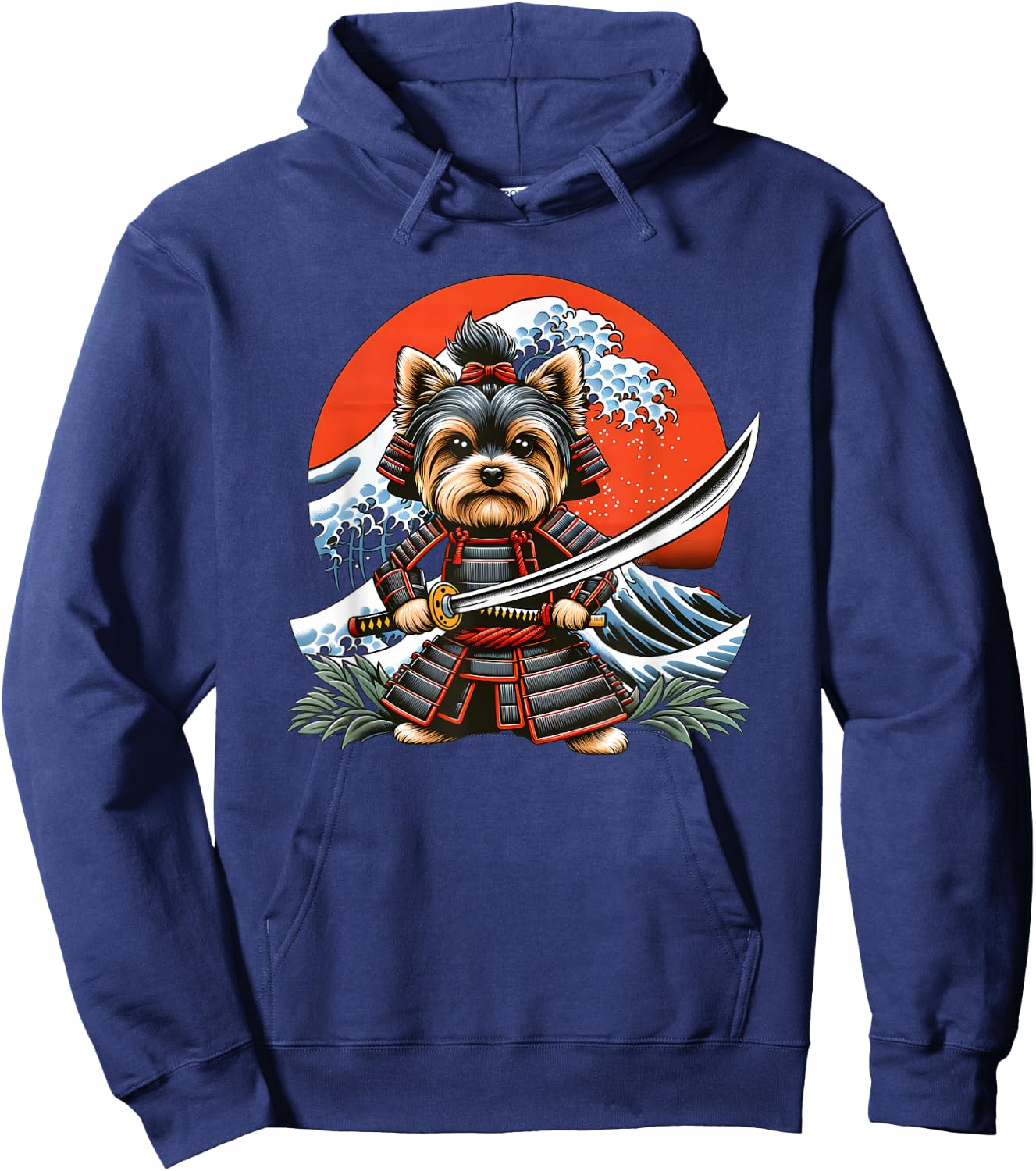 Otaku Yorkie dog Samurai Men Women Girls Kids Hoodie - Hoodie | Navy