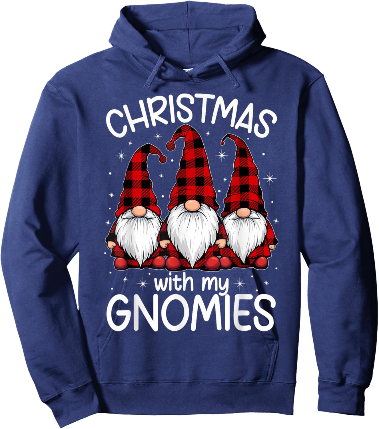 Christmas With My Gnomies Xmas Family Gnome Red Black Plaid Hoodie - Hoodie | Navy