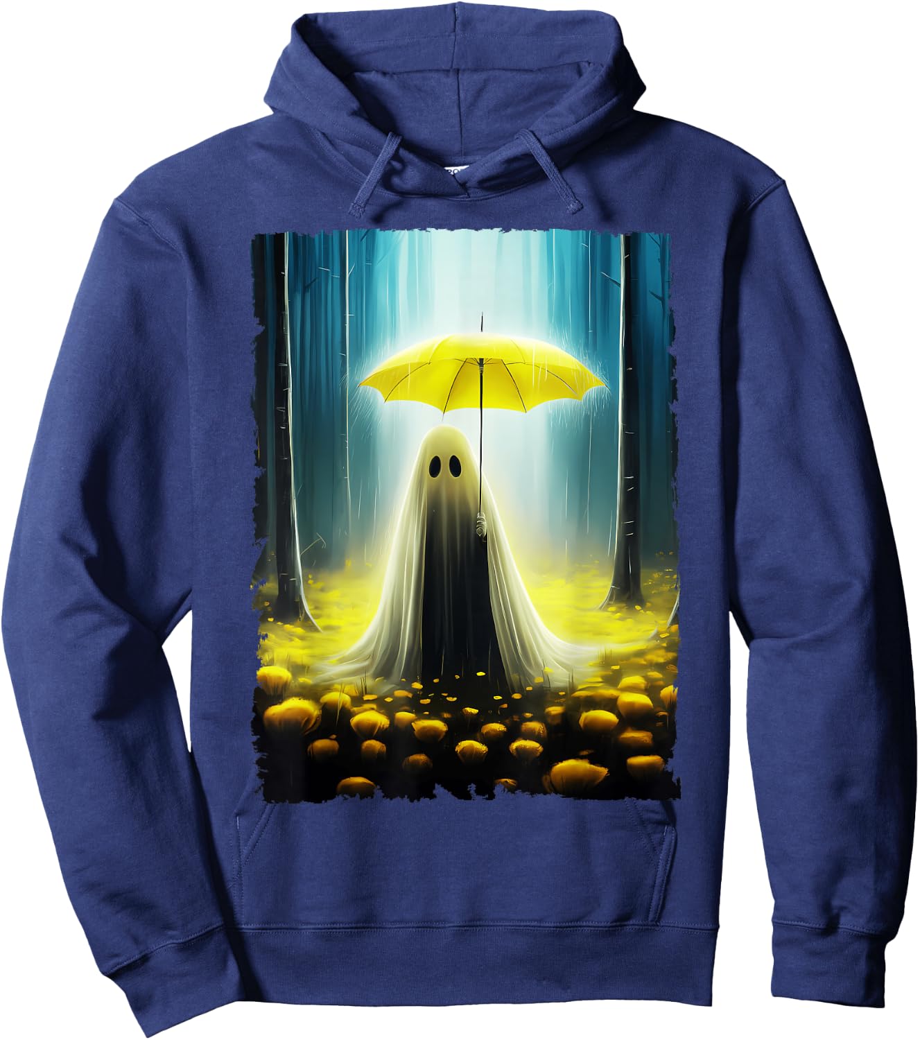 Vintage Floral Ghost Halloween Costume Gothic Ghost Spooky Hoodie - Hoodie | Navy