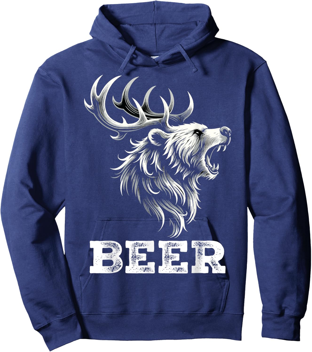Mix of Bear and Deer Beer Wildness Camping Hoodie - Hoodie | Navy
