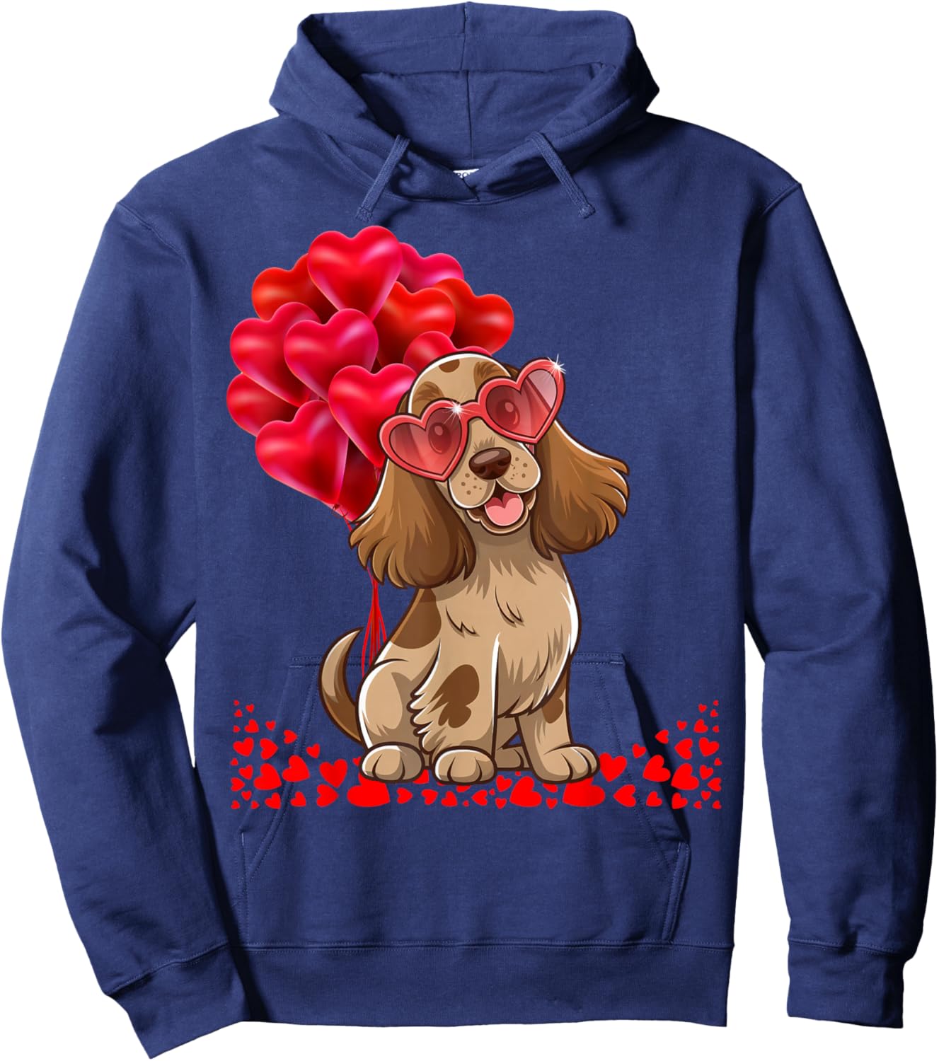 Cocker Spaniel Dog Valentine's Day Heart Men Women Matching Hoodie - Hoodie | Navy