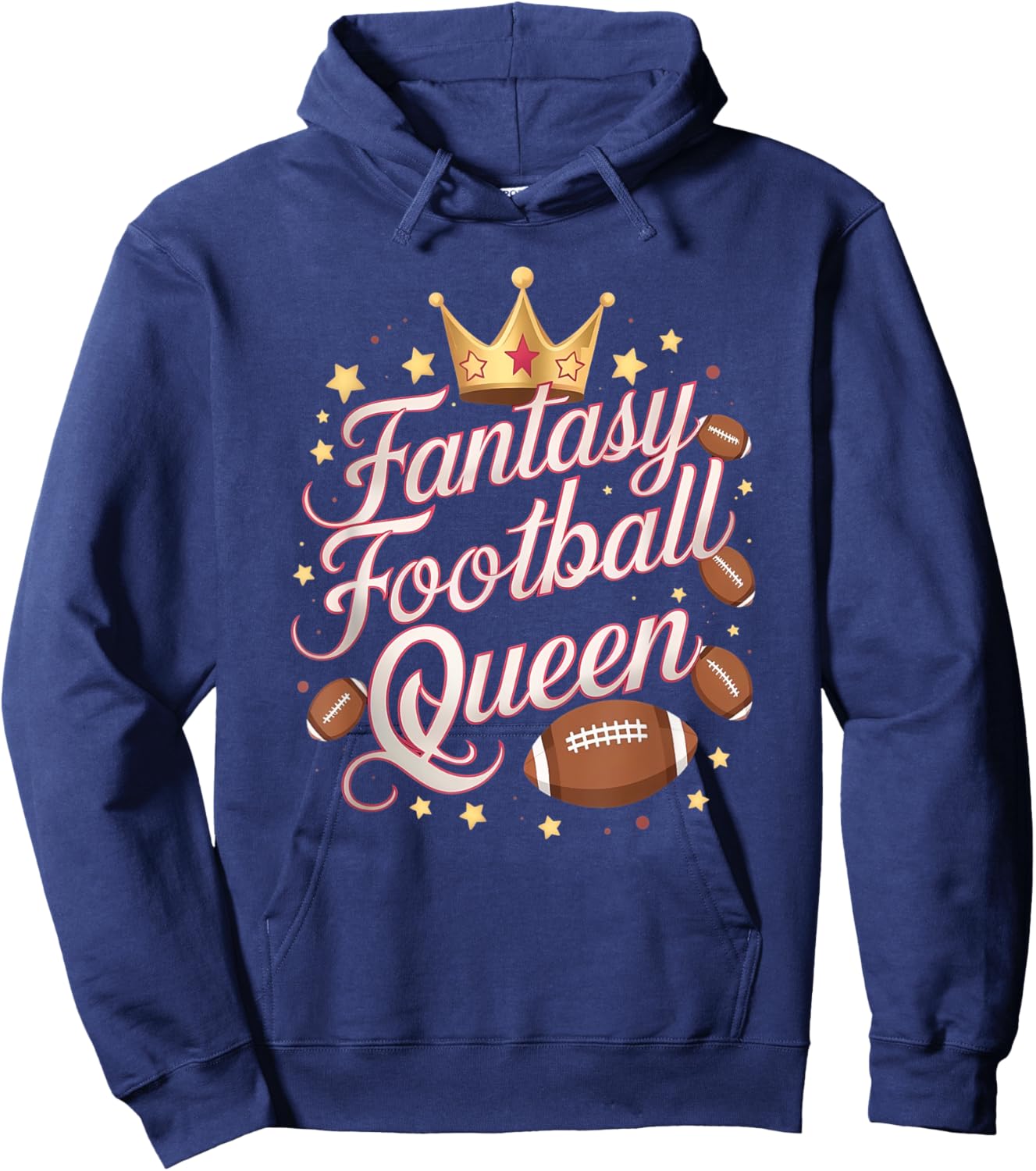 Fantasy Football Queen Funny Girls Hoodie - Hoodie | Navy