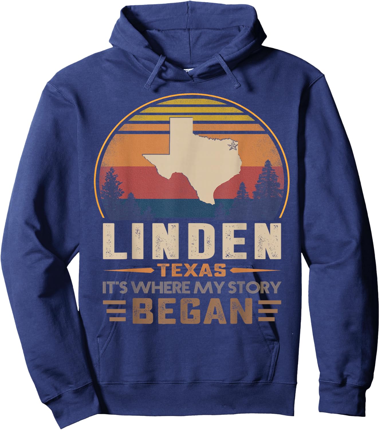 Vintage Linden Texas Hometown My Story Began Hoodie - Hoodie | Navy