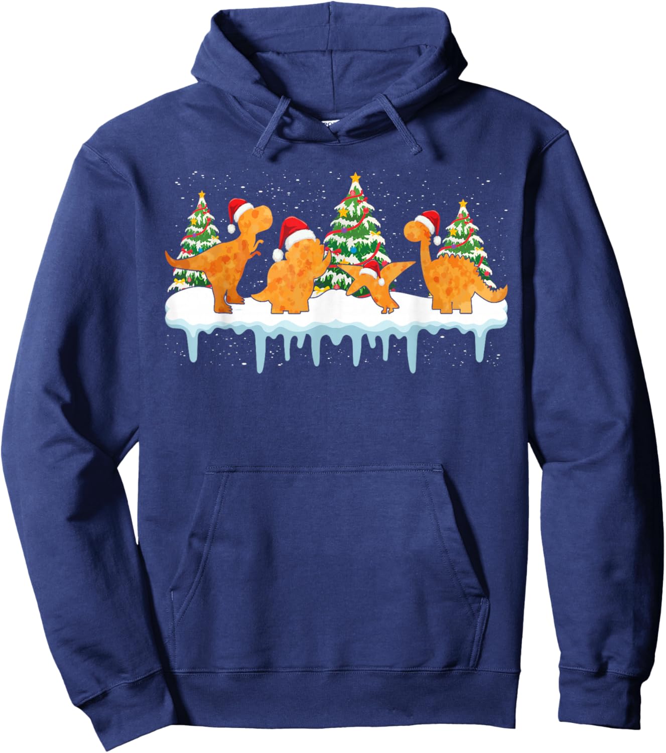 Dino Chicken Nuggets Funny Dinosaur Shape Nuggets Christmas Hoodie - Hoodie | Navy