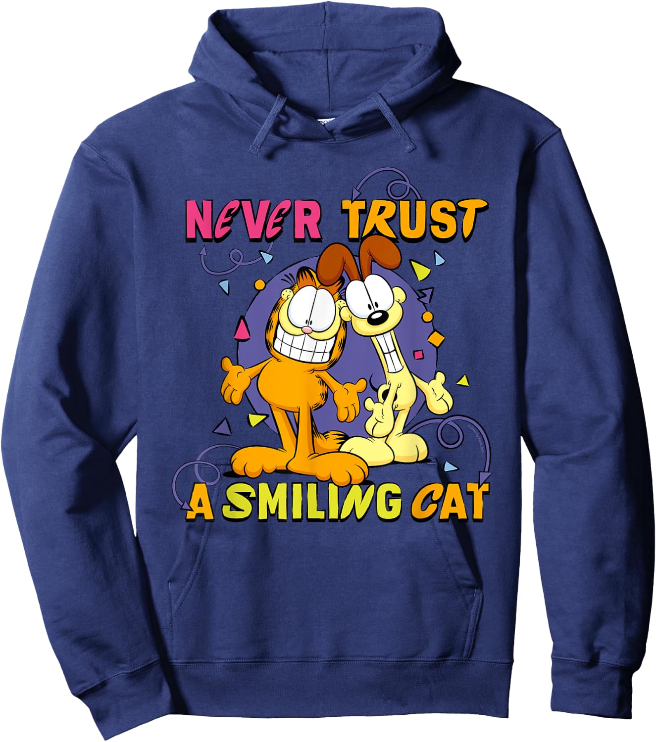 Garfield And Odie Never Trust A Smiling Cat Men Women Kids Hoodie - Hoodie | Navy