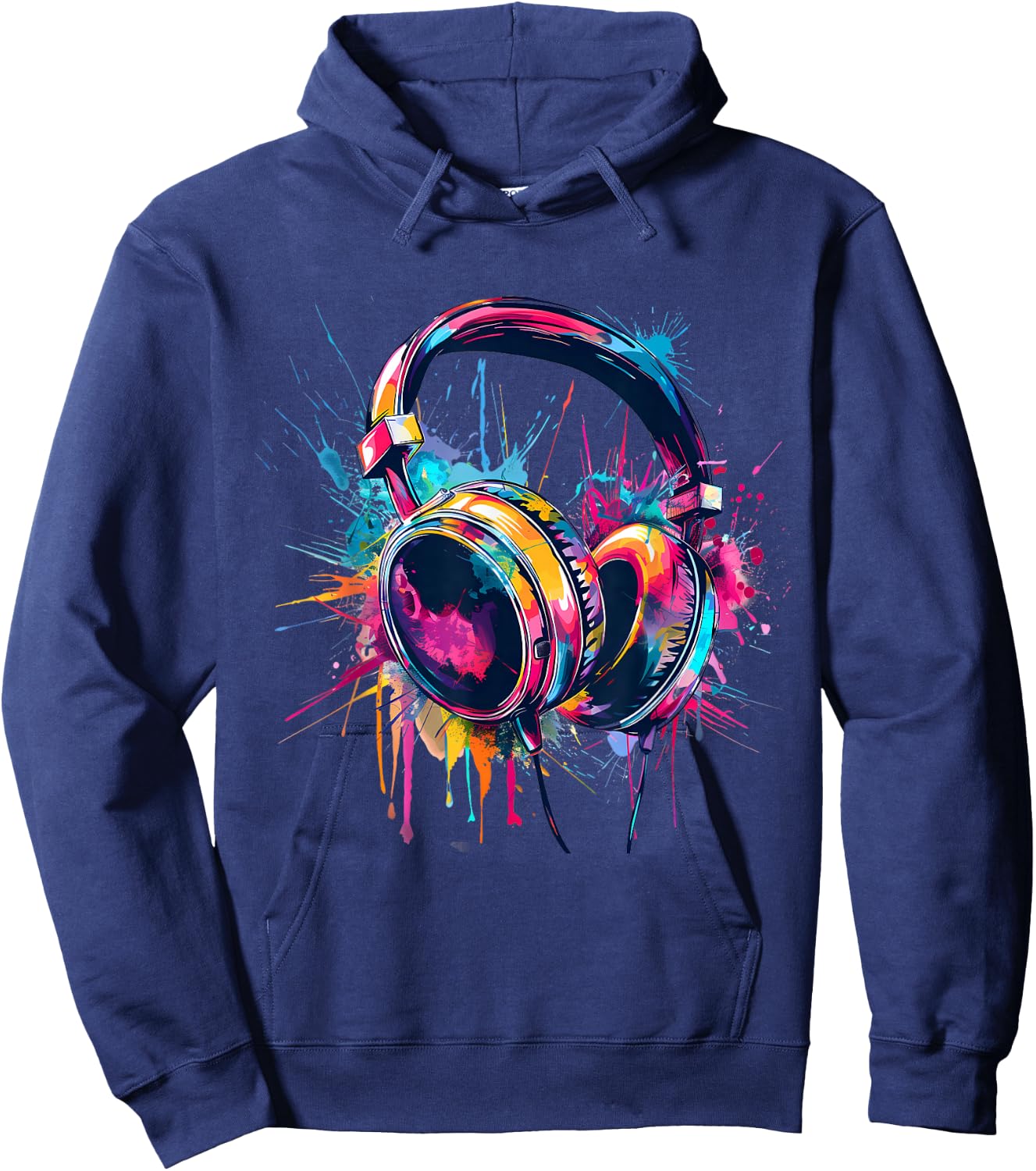 Headphones Music DJ Beatmaker Artwork Dance Music Splash Hoodie - Hoodie | Navy