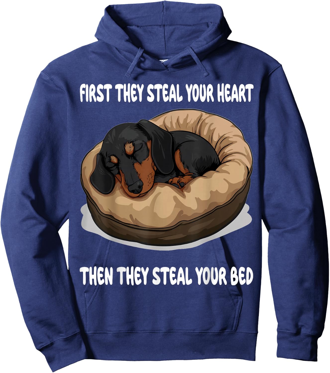 Dachshund Wiener Doxie Sleeping Pajamas Nightgown Hoodie - Hoodie | Navy