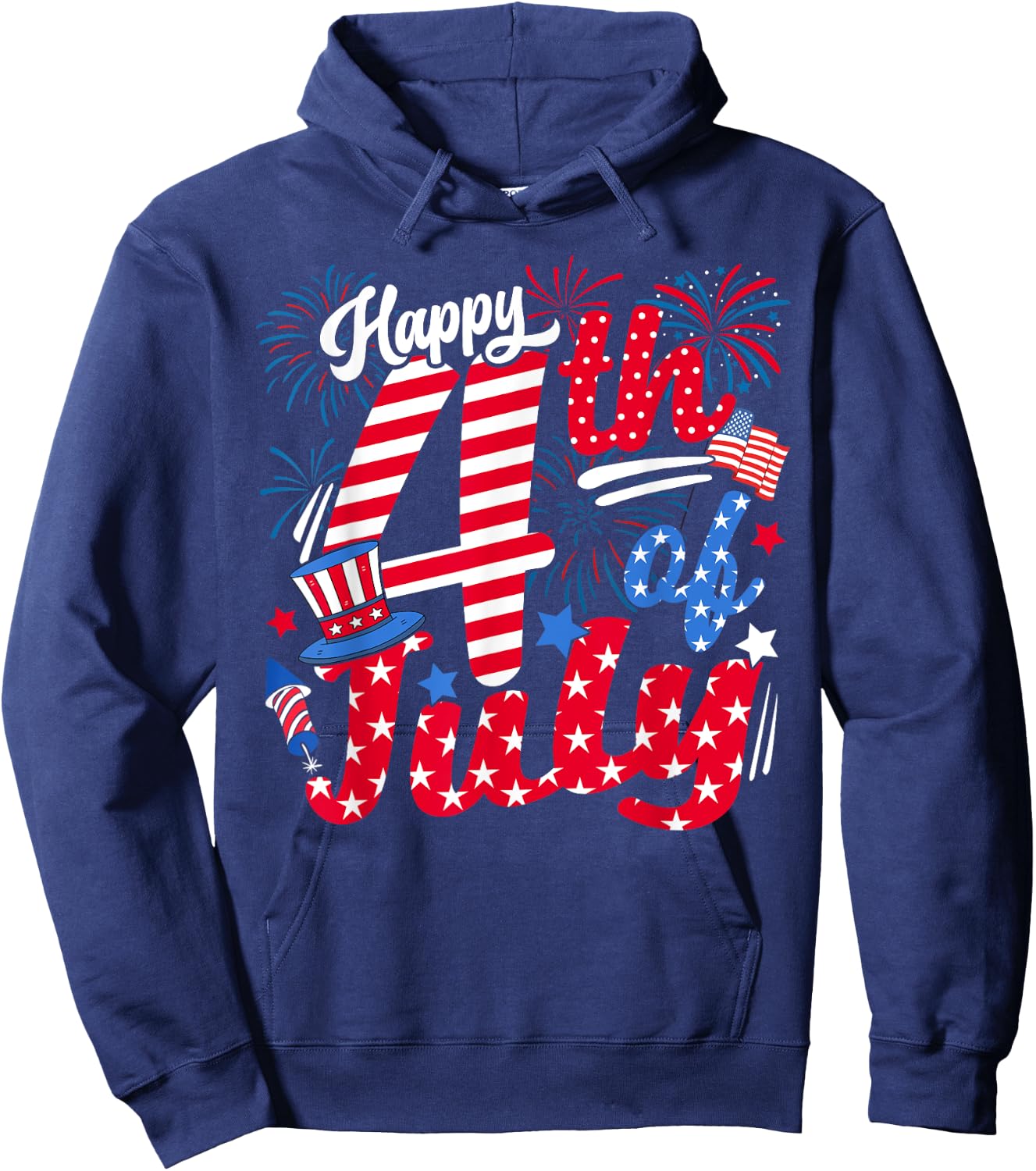 Happy 4th of July US Flag American 4th of July Independence Women Girls Kids Men Hoodie - Hoodie | Navy