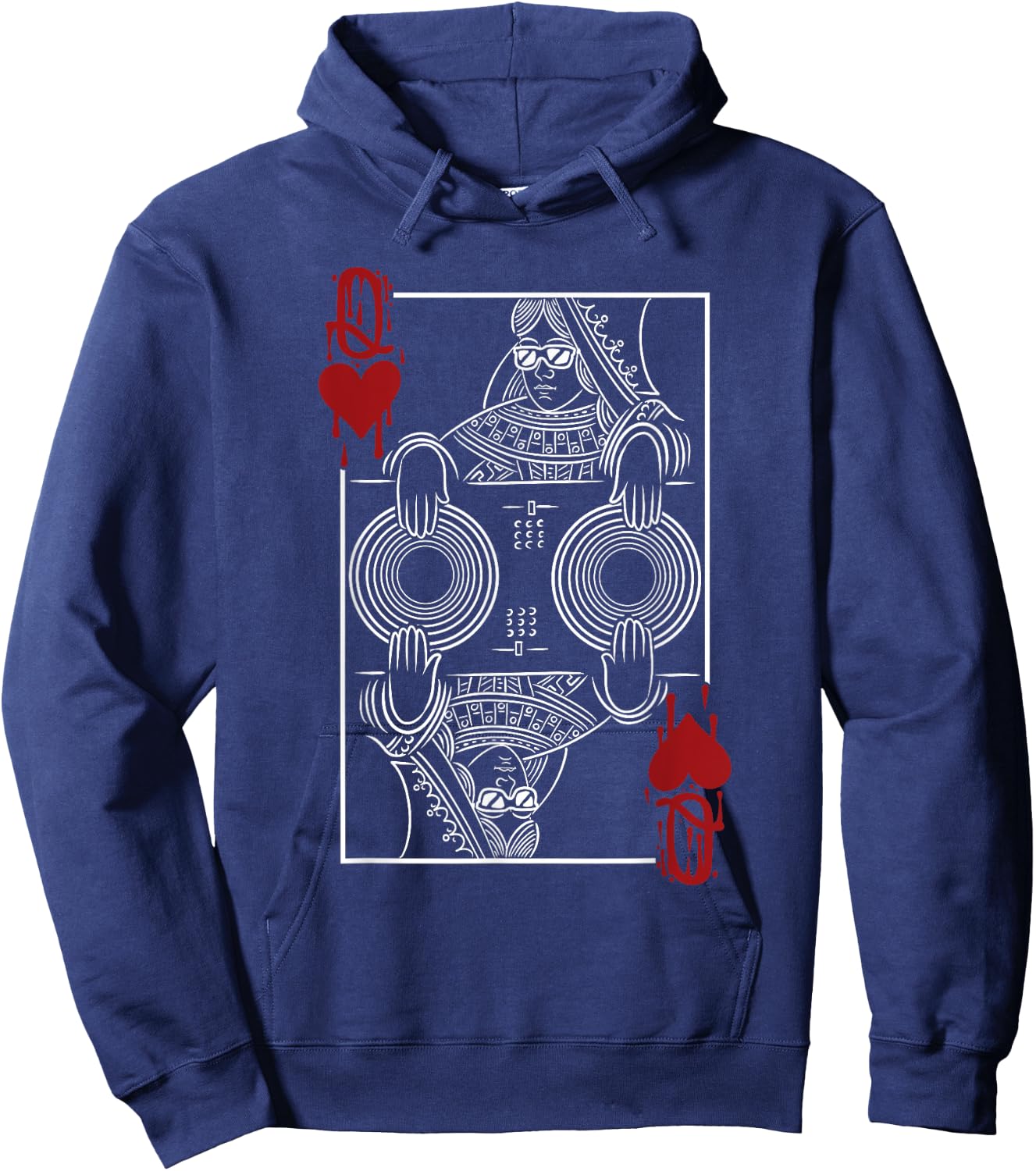 Queen Of Hearts Clubbing Disco Techno Outfit DJ Queen Card Hoodie - Hoodie | Navy