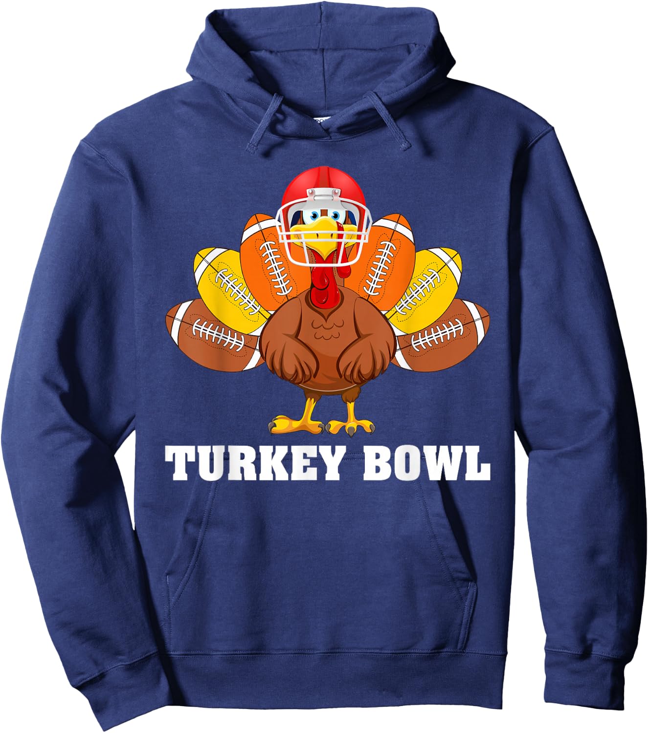 Funny Turkey American Football Bowl Thanksgiving Hoodie - Hoodie | Navy