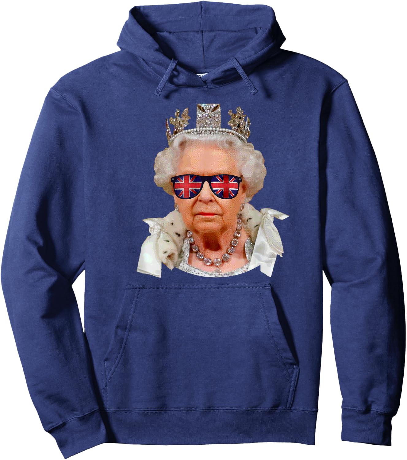 Elizabeth II Sunglasses British Union Jack Funny Queen Meme Hoodie - Hoodie | Navy