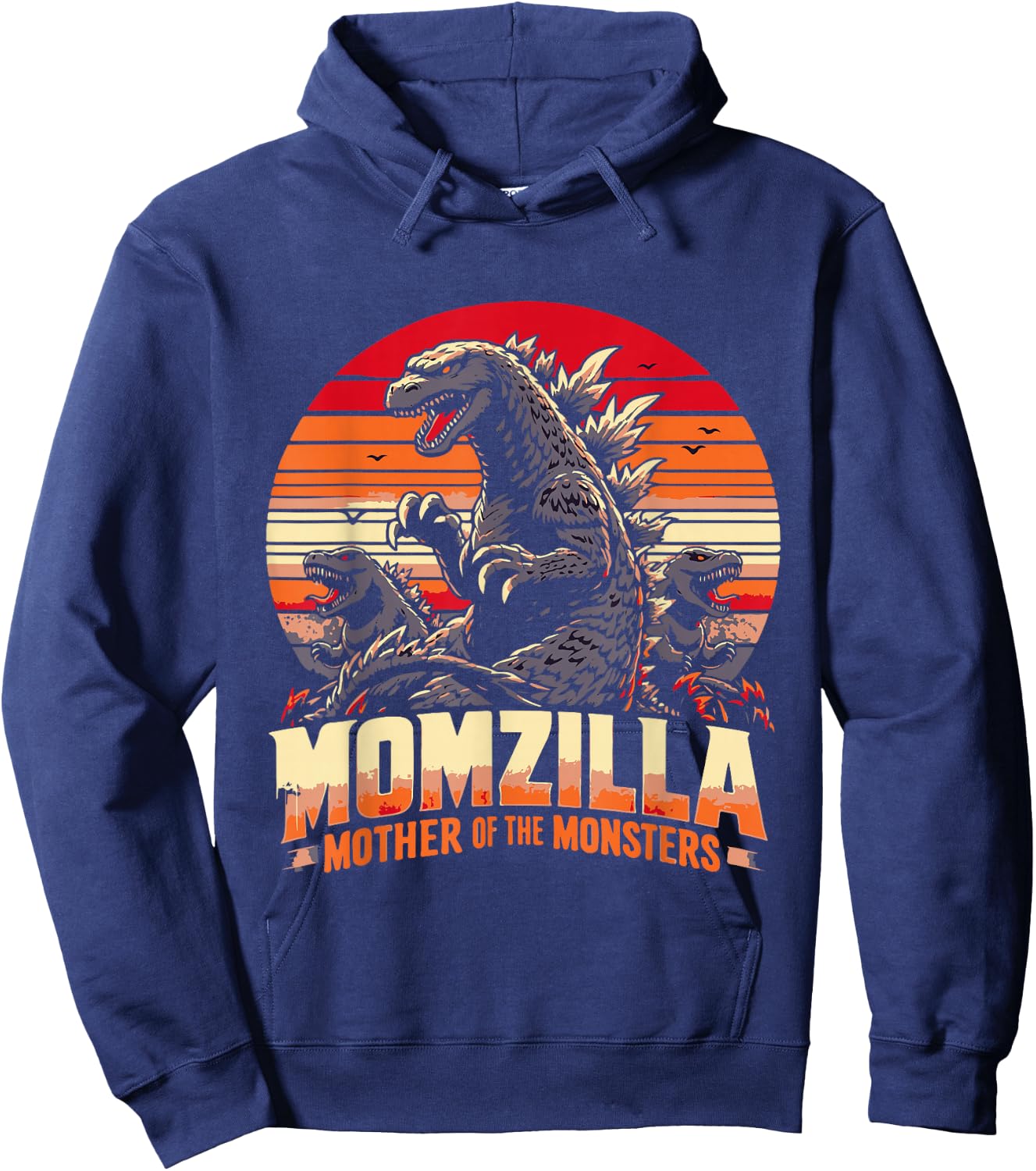funny Momzilla Mother Of Monsters Retro birthday Mothers day Hoodie - Hoodie | Navy