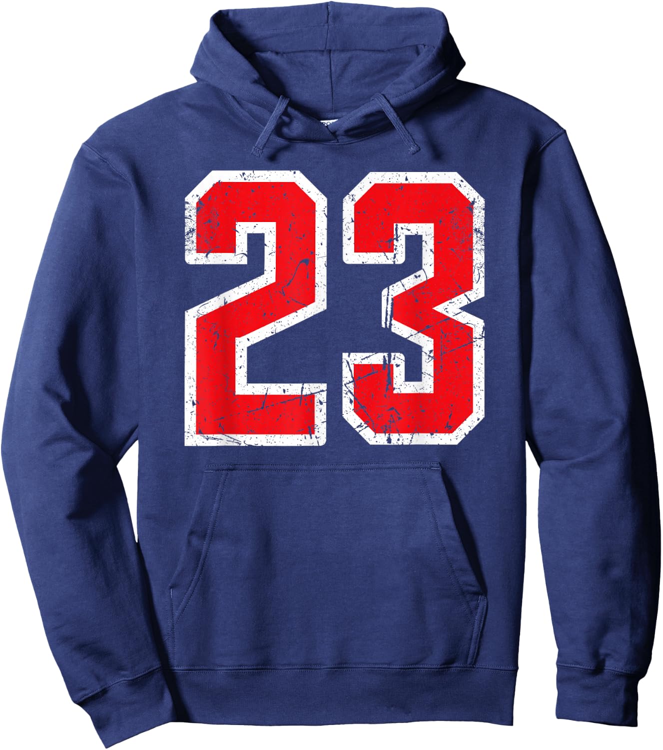 Number #23 White/Red Vintage Plain Number Hoodie - Hoodie | Navy