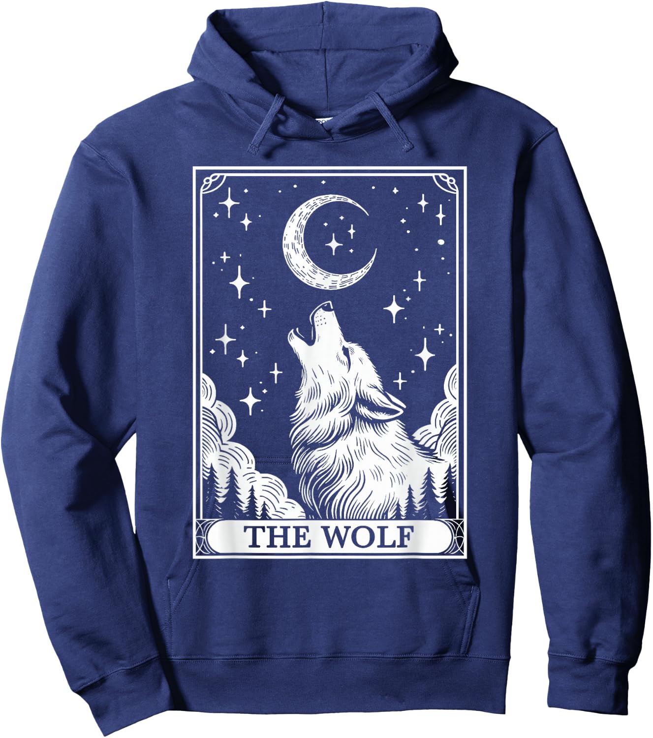Tarot Card Vintage Crescent Moon Wolf Animal Lovers Hoodie - Hoodie | Navy