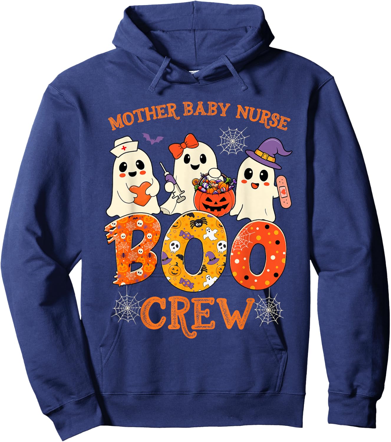 Mother Baby Nurse Boo Crew Funny Halloween Spooky Costume Hoodie - Hoodie | Navy