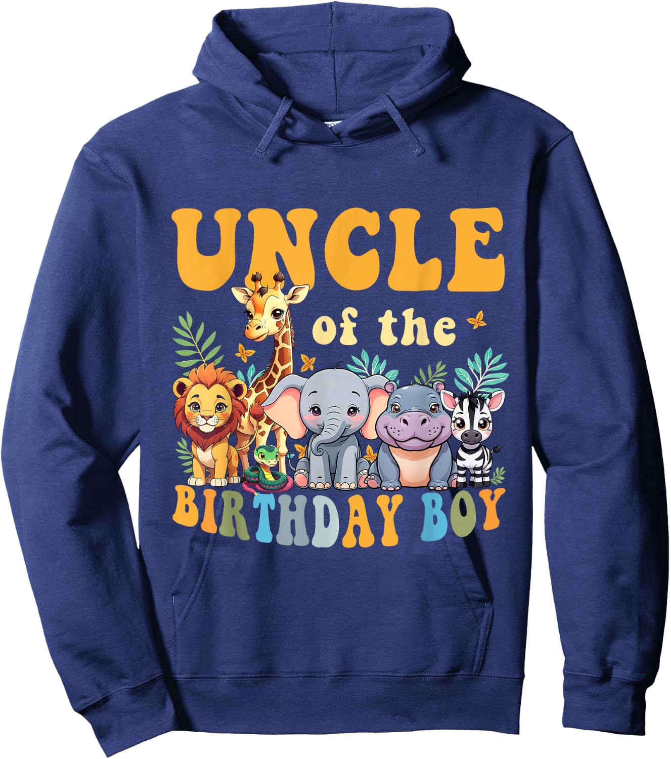 Uncle of the Birthday Boy Kids Safari Jungle Animal Matching Hoodie - Hoodie | Navy