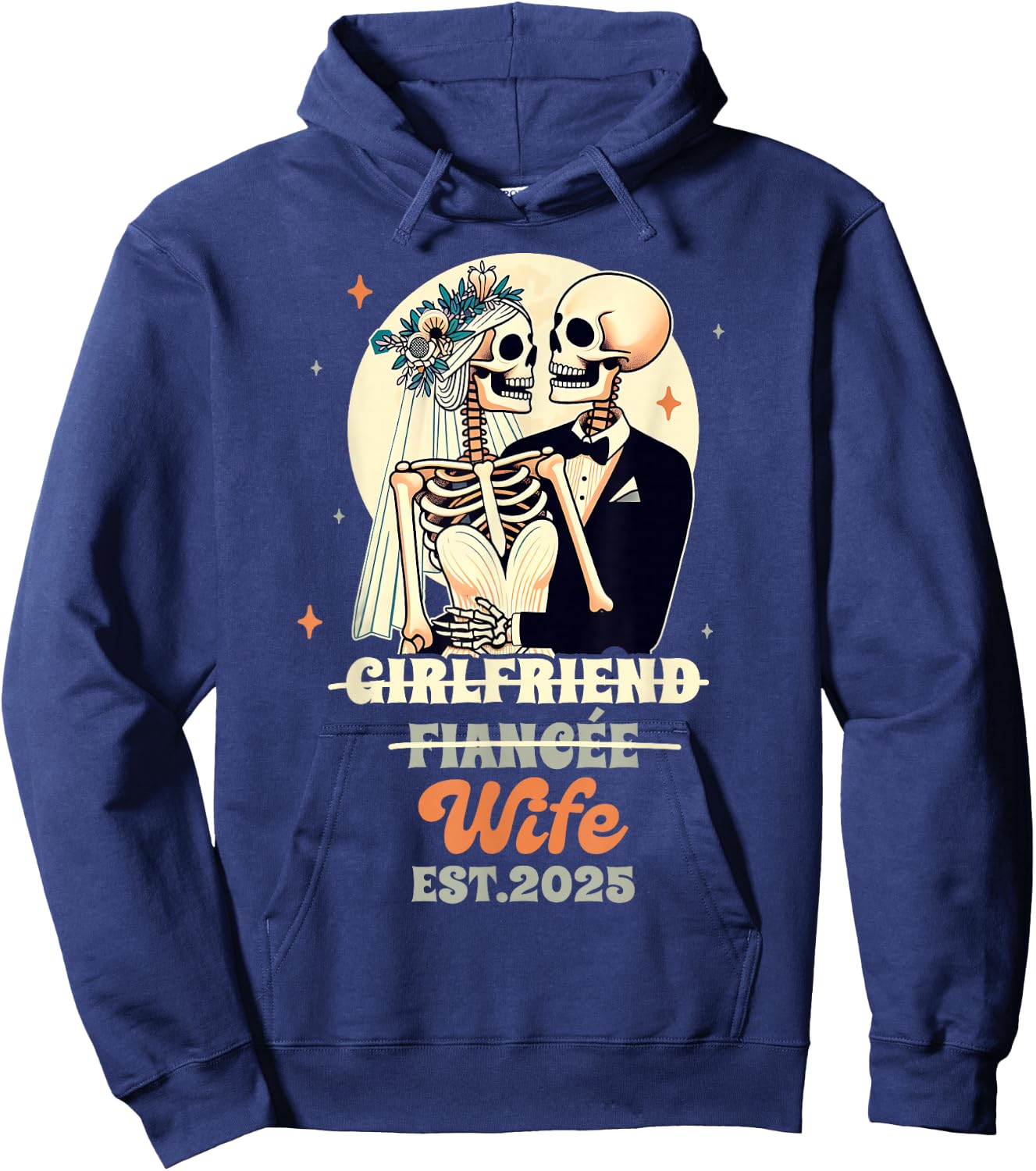 Wife & Husband Just Married Girlfriend Fiancee Wife Est 2025 Hoodie - Hoodie | Navy